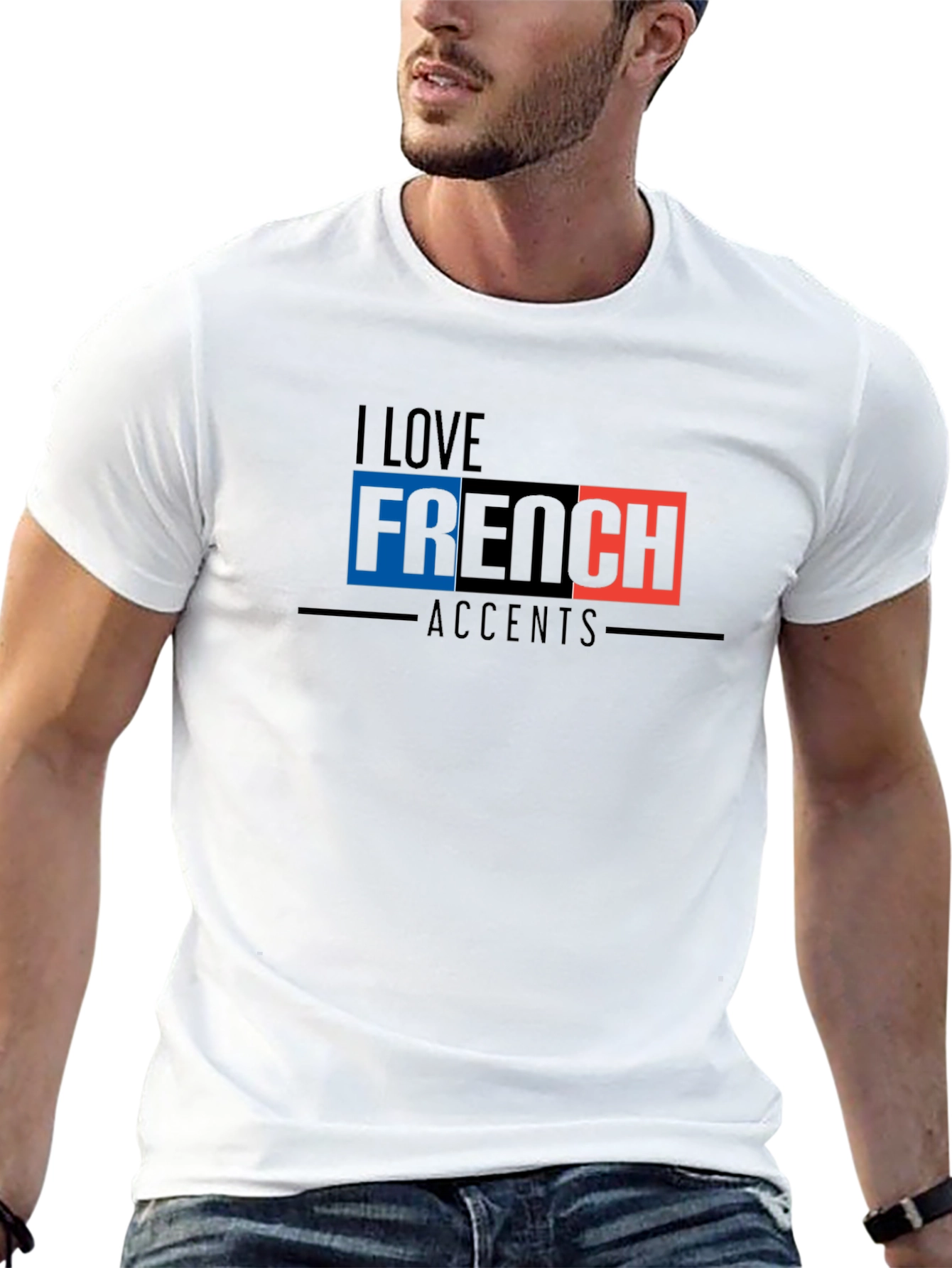 Black I Love French Accents Black Graphic Tee view 13