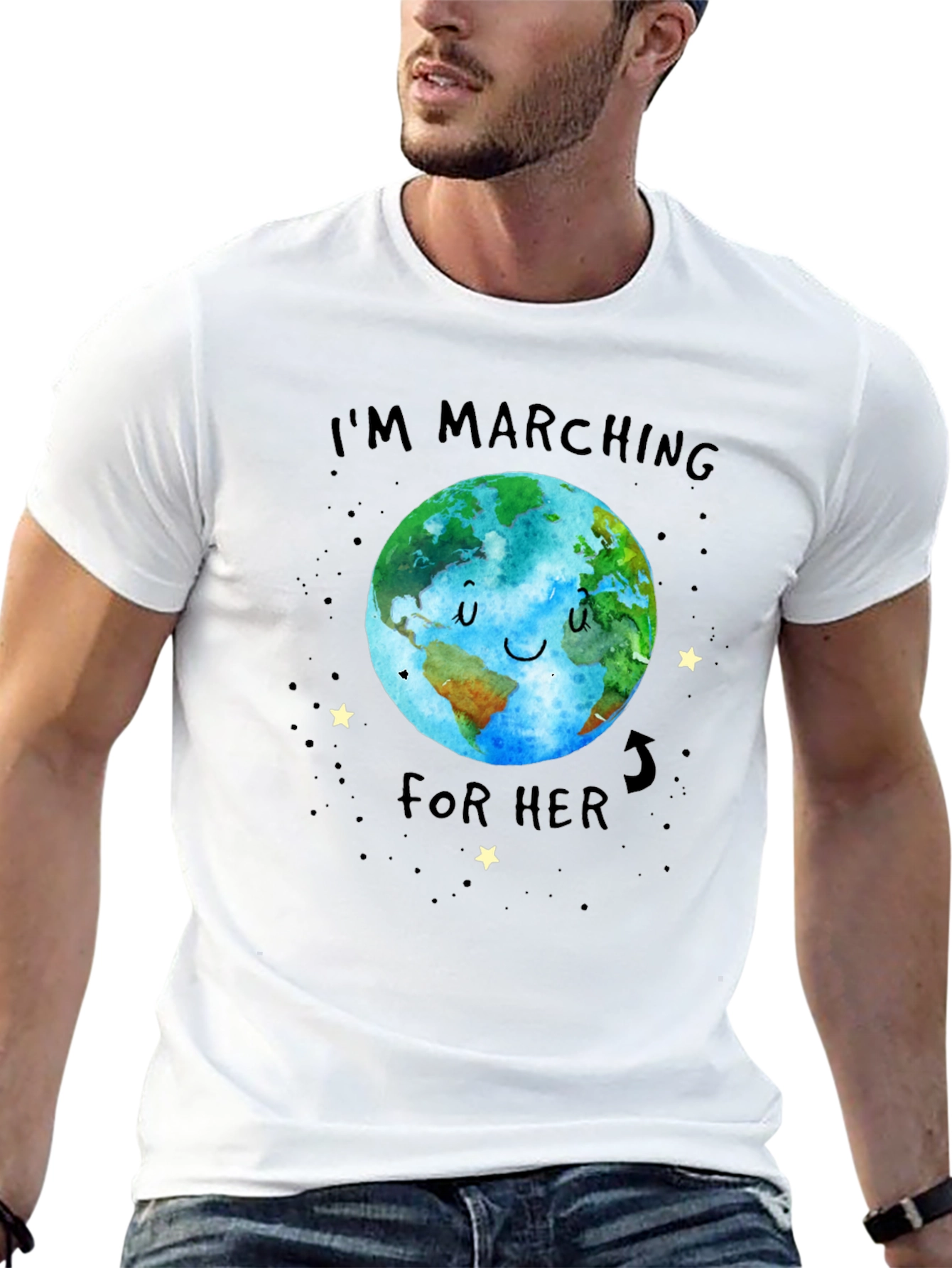 Black I'm Marching For Her Earth Graphic Tee view 13
