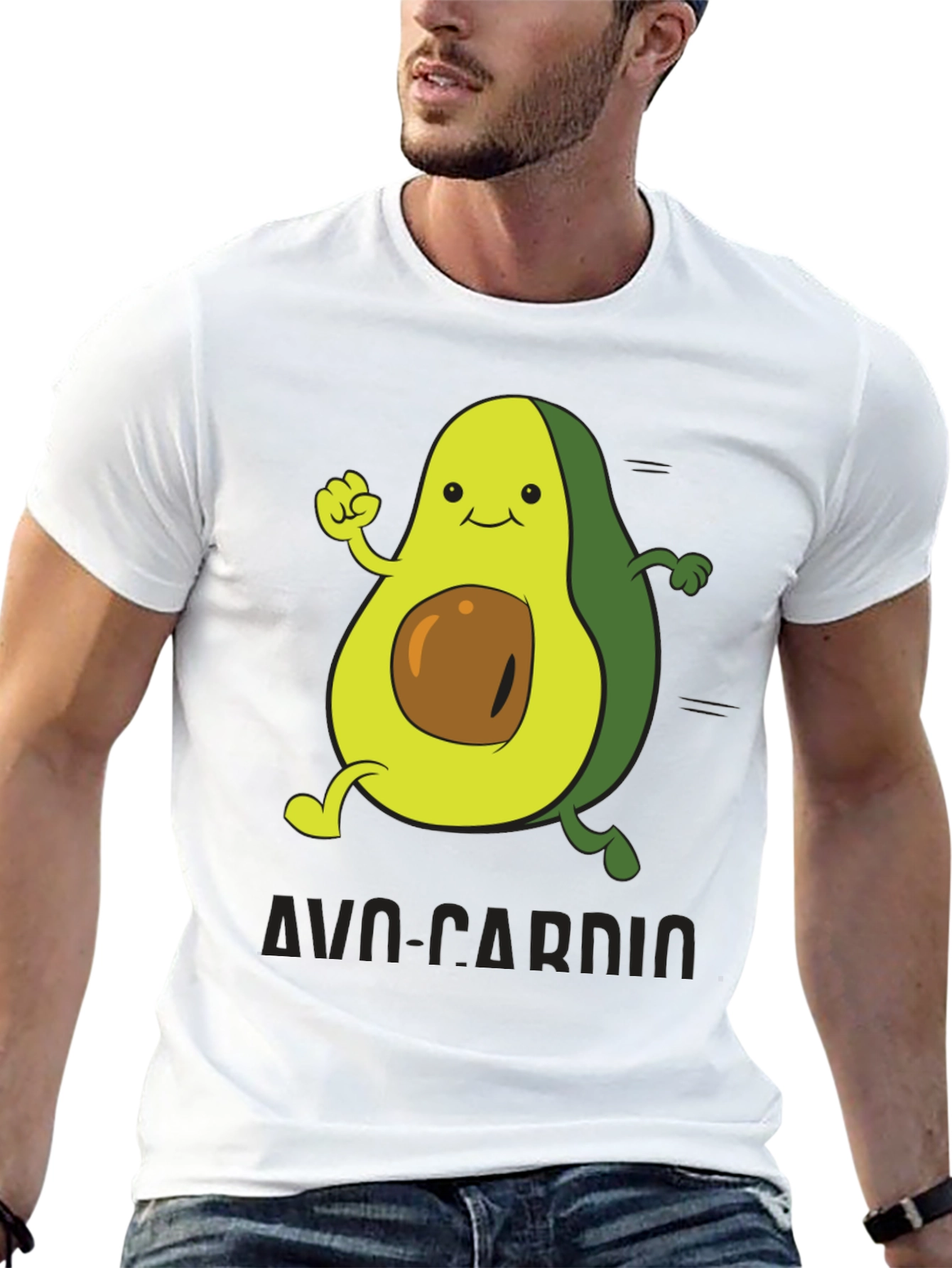 Black Avo-Cardio T-Shirt - Avocado Fitness Tee view 13