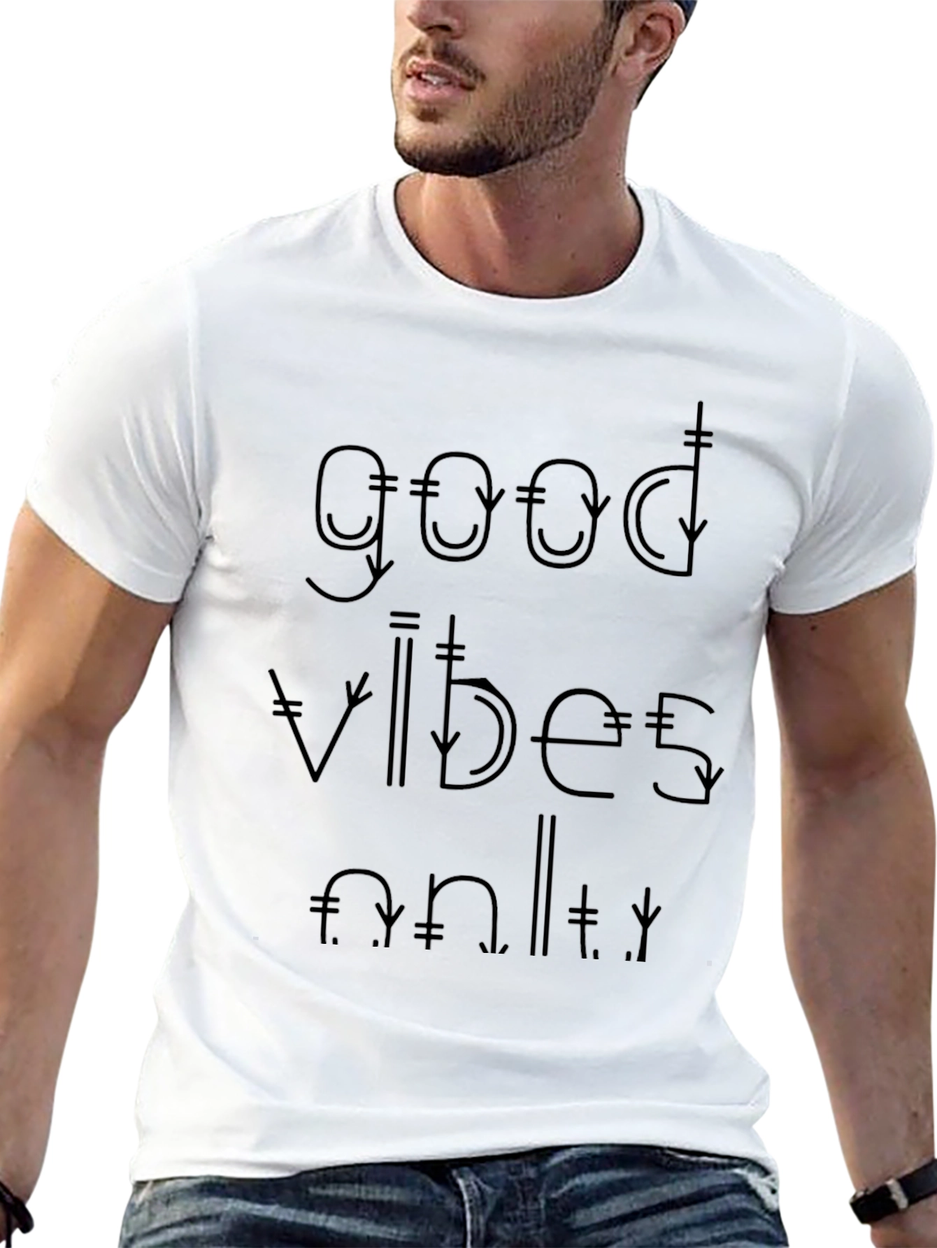 Black Good Vibes Only Black Graphic T-Shirt view 13