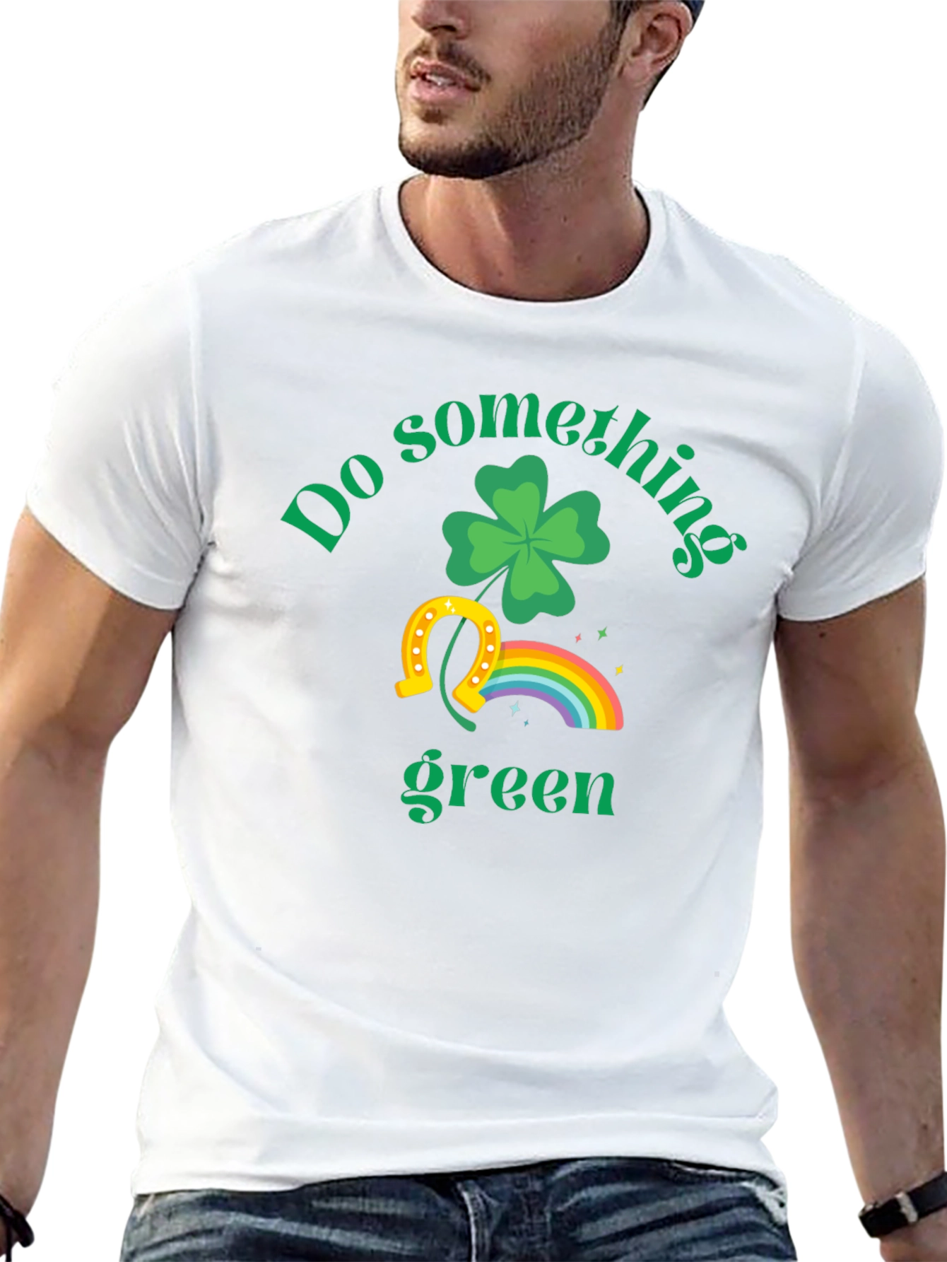 Black St. Patrick's Day 'Do Something Green' T-Shirt view 13