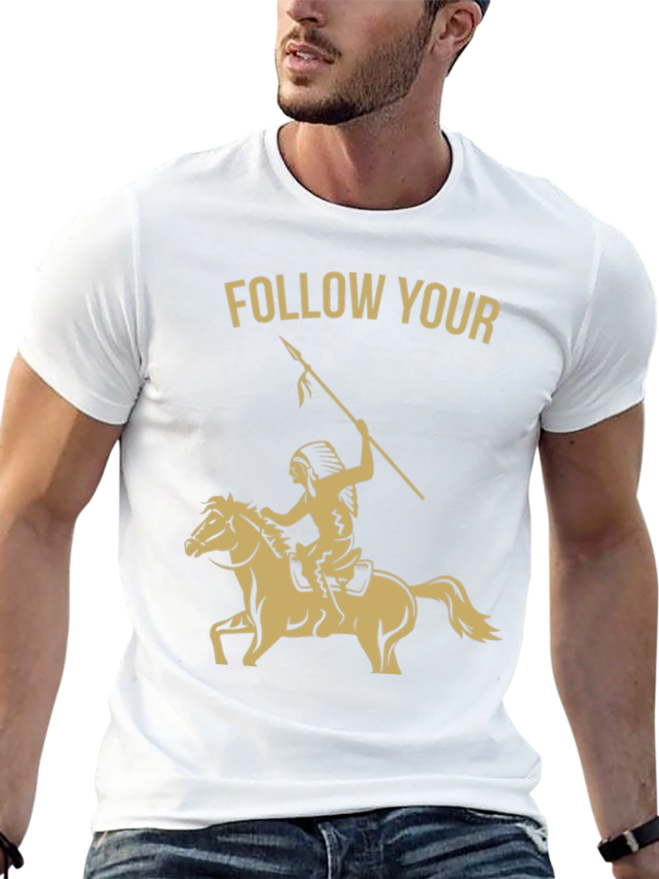 Black Follow Your Arrow T-Shirt - Native American Horse Rider Tee view 13