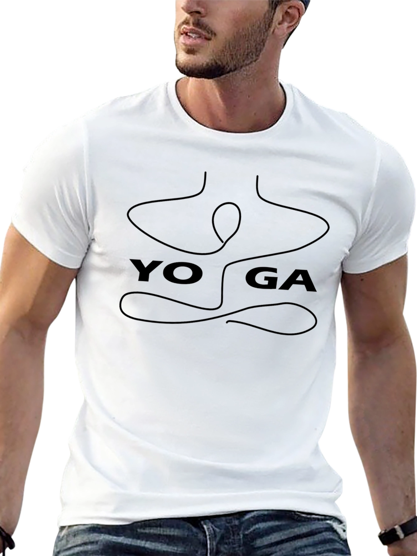 Black Yoga Pose Graphic T-Shirt - Relaxed Fit, Black view 13