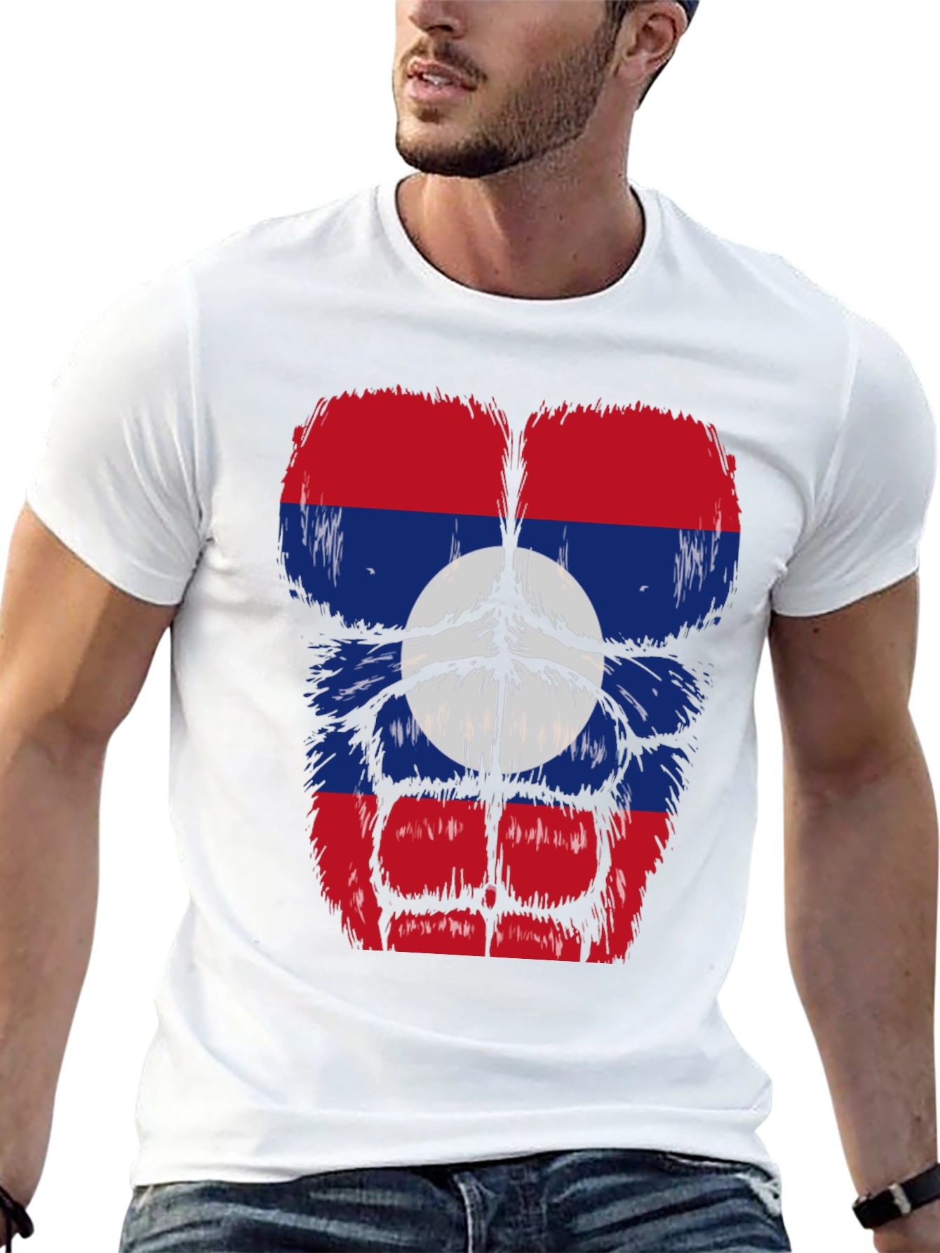 Black Laos Flag Gorilla Bodybuilder T-Shirt view 13