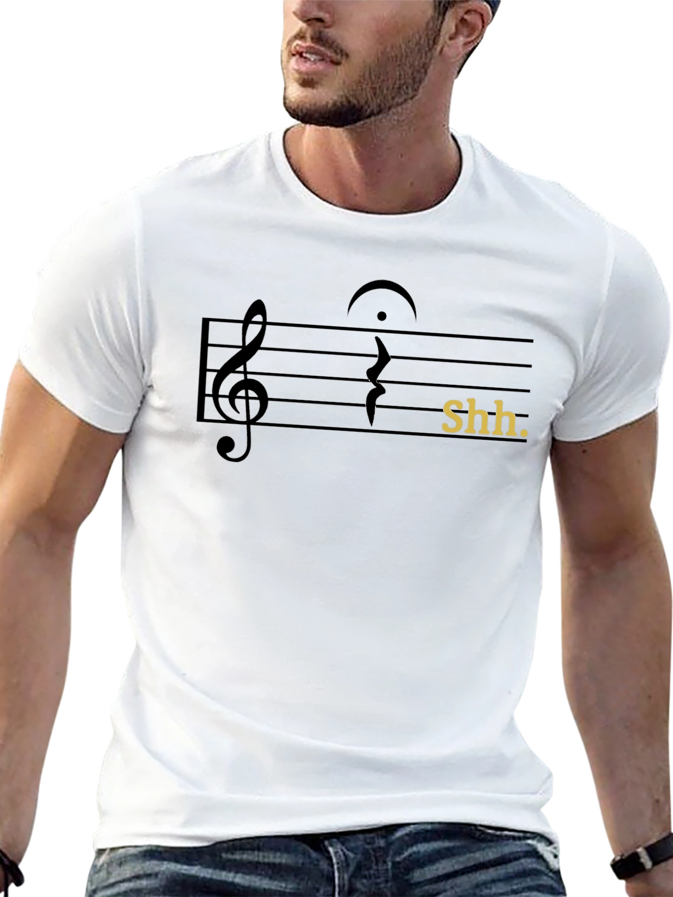 Black Shh! Music Note Graphic Tee view 13