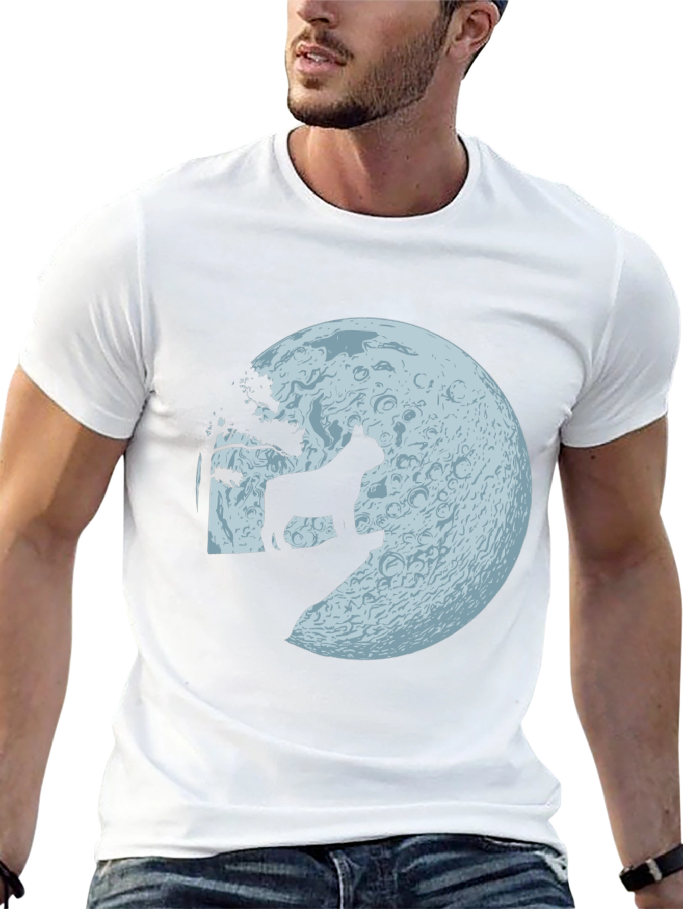 Black Dog Howling at Moon Graphic Tee view 13