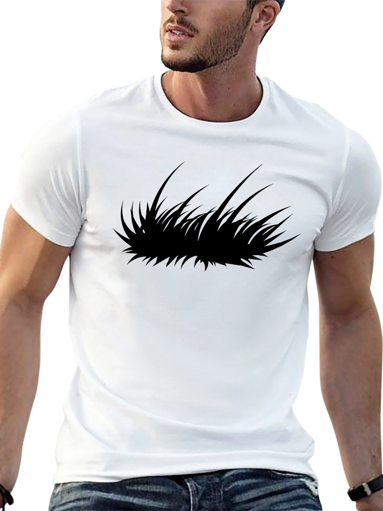Black Grass Design Black T-Shirt view 13