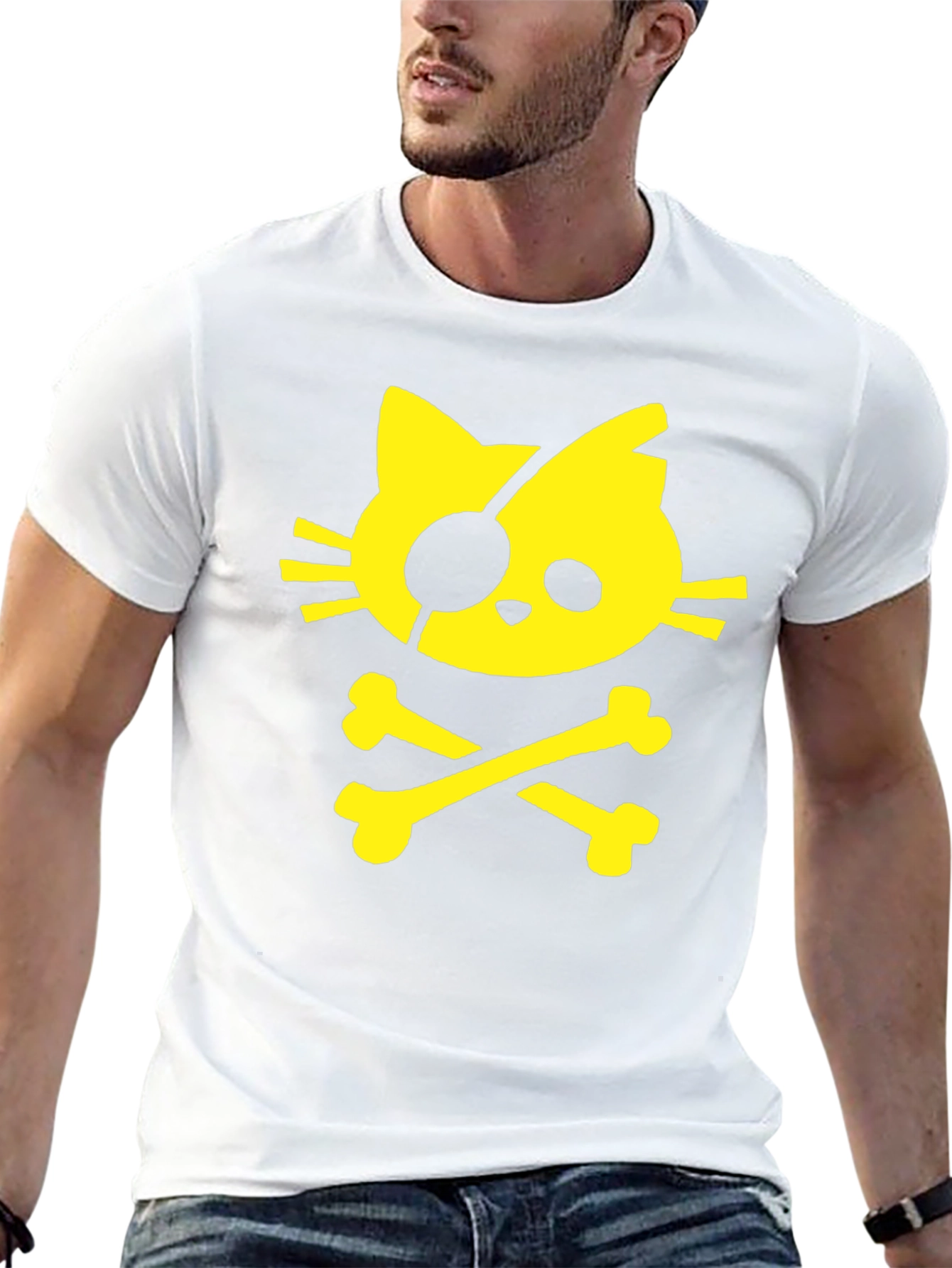 Pirate Cat T-Shirt - Black Cotton Tee - 13