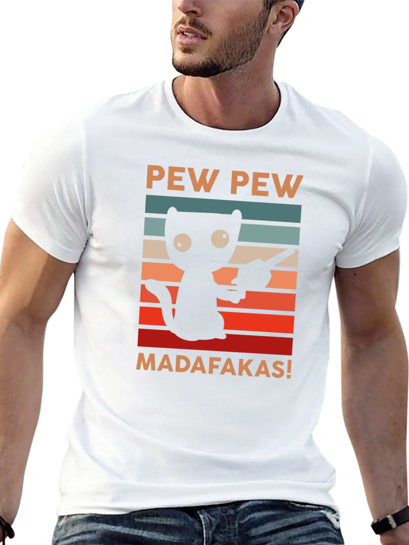 Black Pew Pew Madafakas Cat T-Shirt view 13