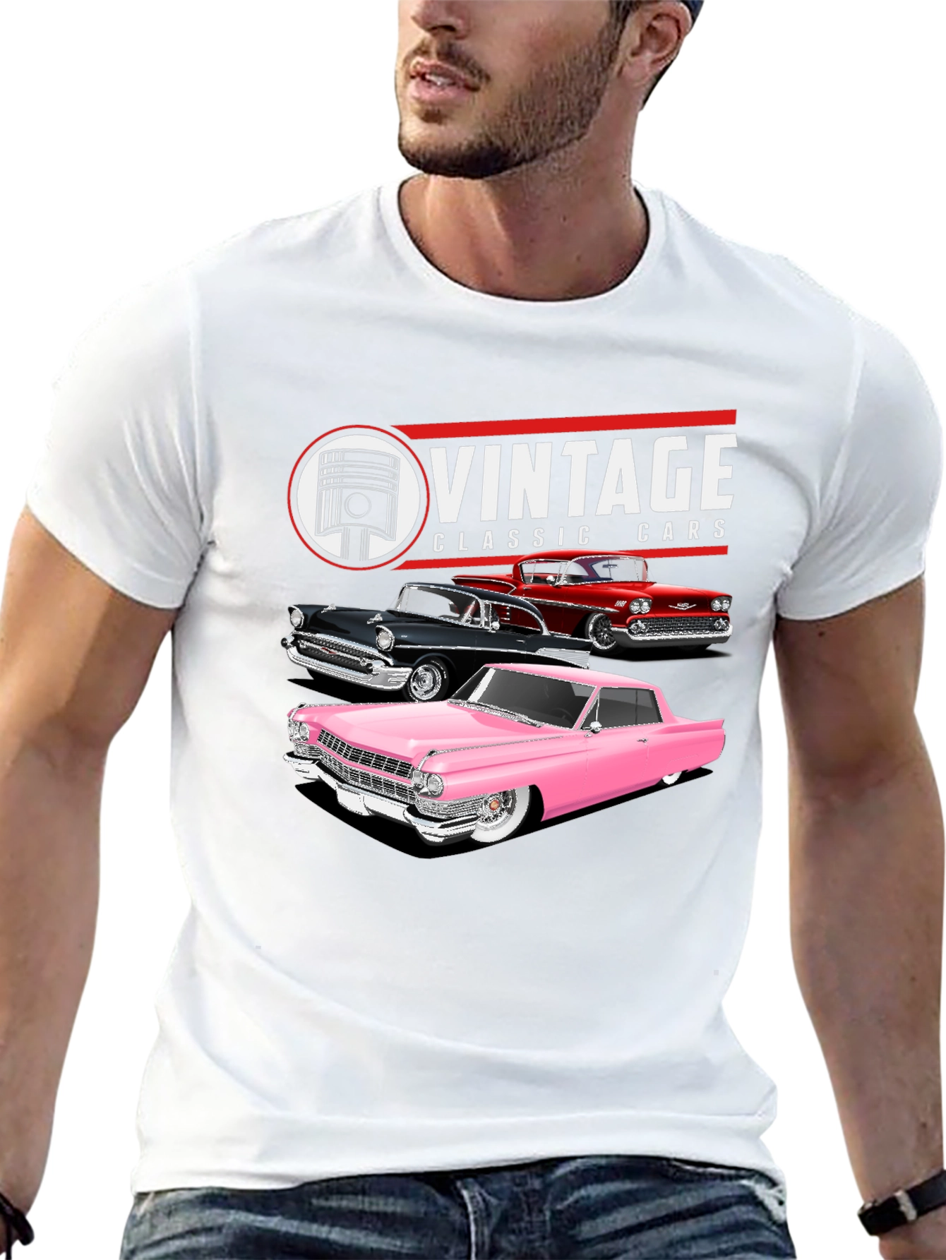 Black Vintage Classic Cars Graphic Tee view 13