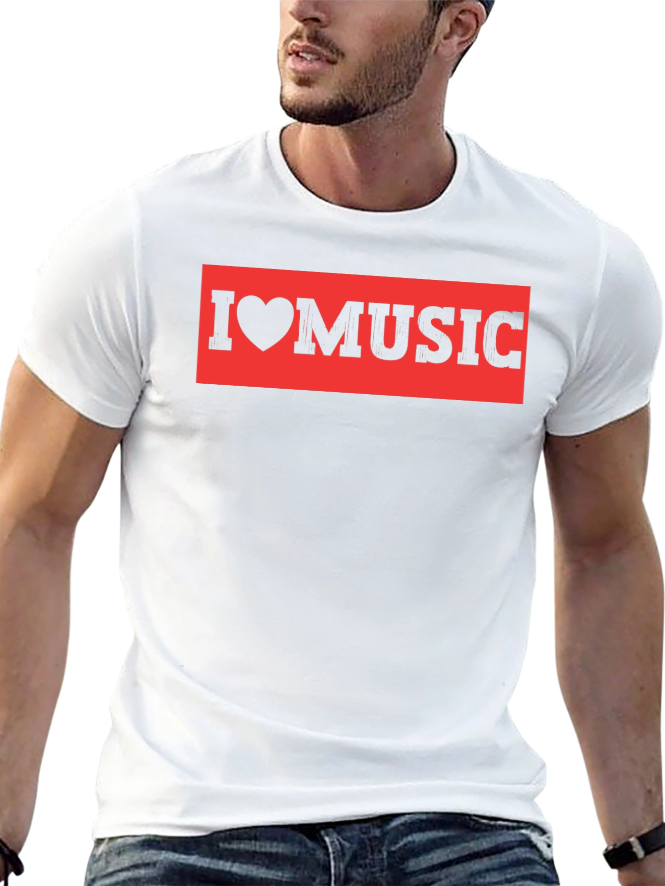 Black I Love Music Black T-Shirt view 13