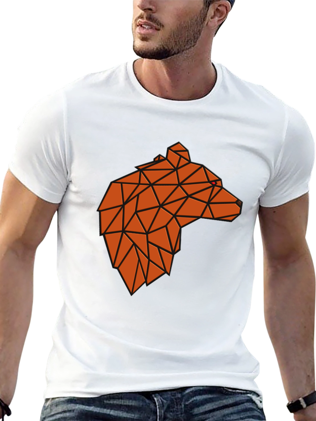 Black Geometric Bear Graphic Tee - Modern Animal Design view 13