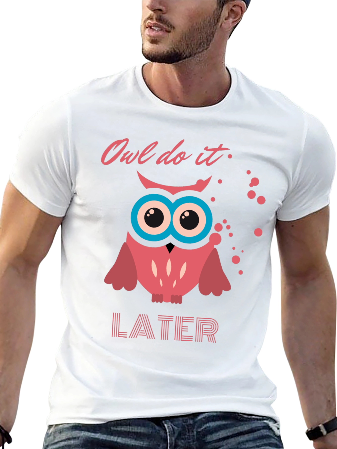 Black Owl Do It Later T-Shirt - Funny Graphic Tee view 13