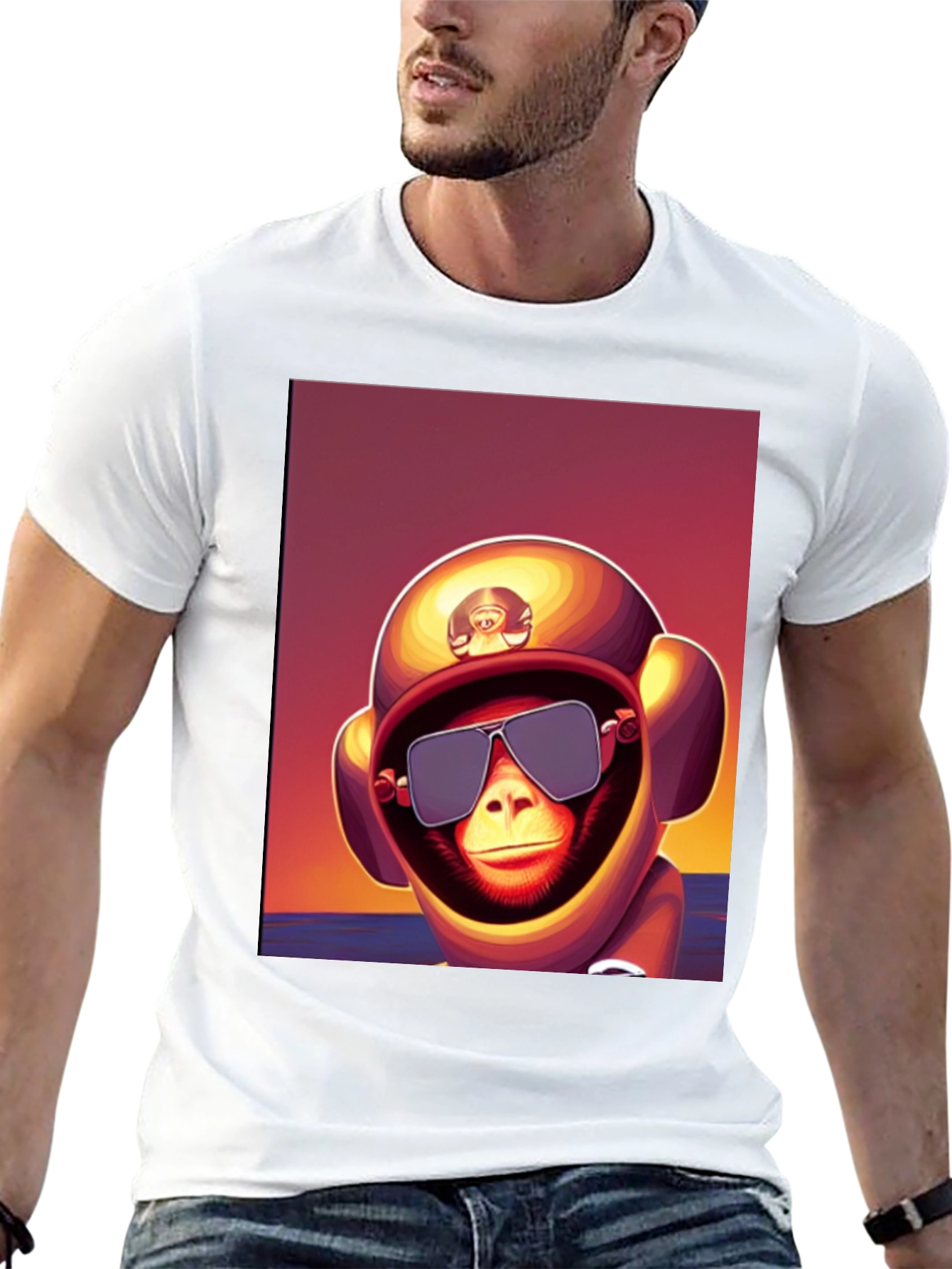 Black Monkey Astronaut T-Shirt - Retro Style Graphic Tee view 13