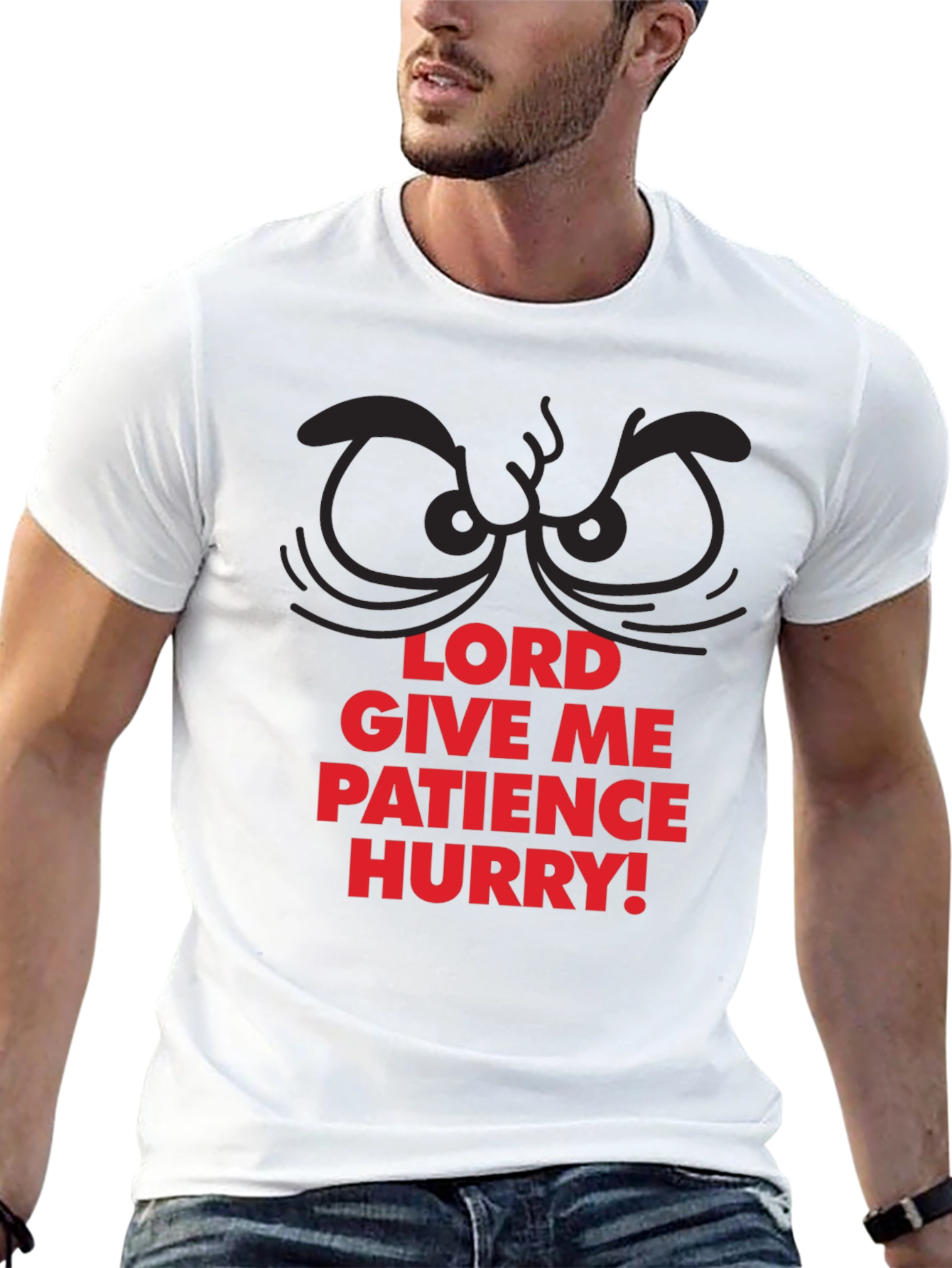 Black Funny Lord Give Me Patience Hurry! T-Shirt view 13