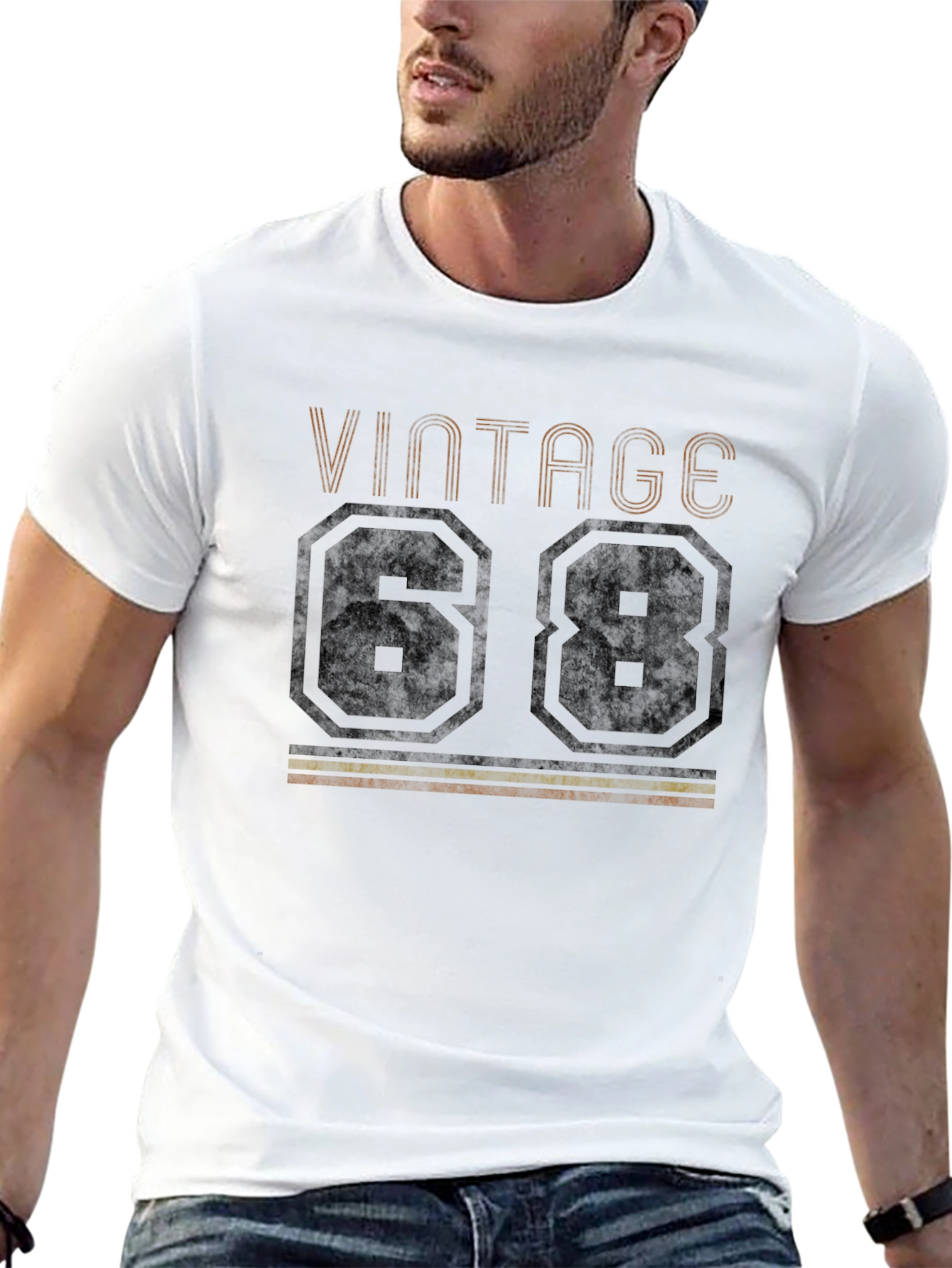 Black Vintage 68 T-Shirt Retro Birthday Tee view 13