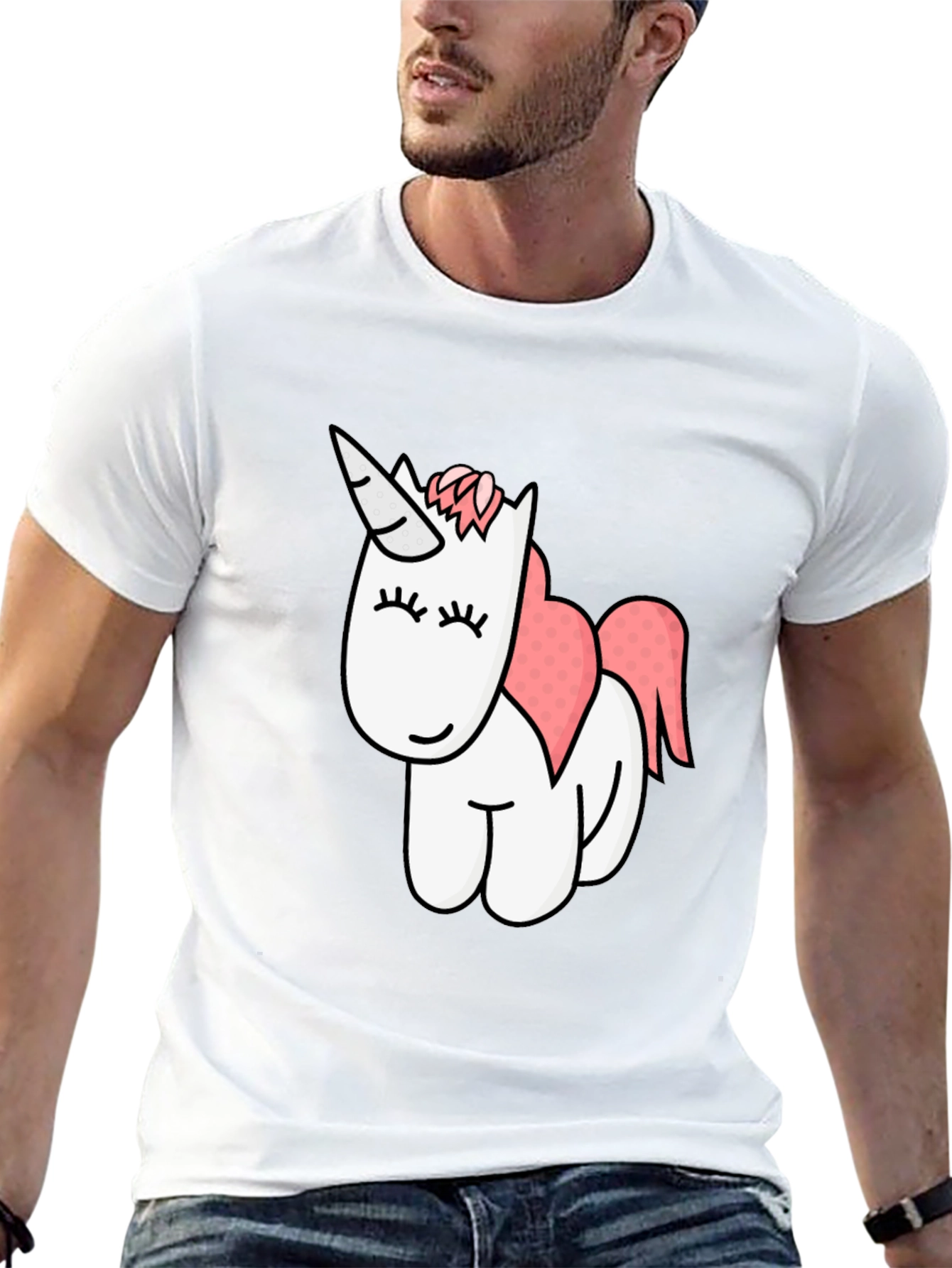 Black Cute Unicorn Graphic Black T-Shirt view 13