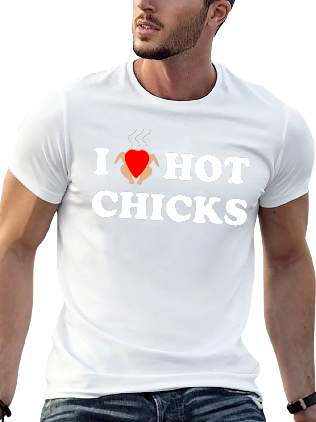 Black I Heart Hot Chicks T-Shirt - Novelty Graphic Tee view 13