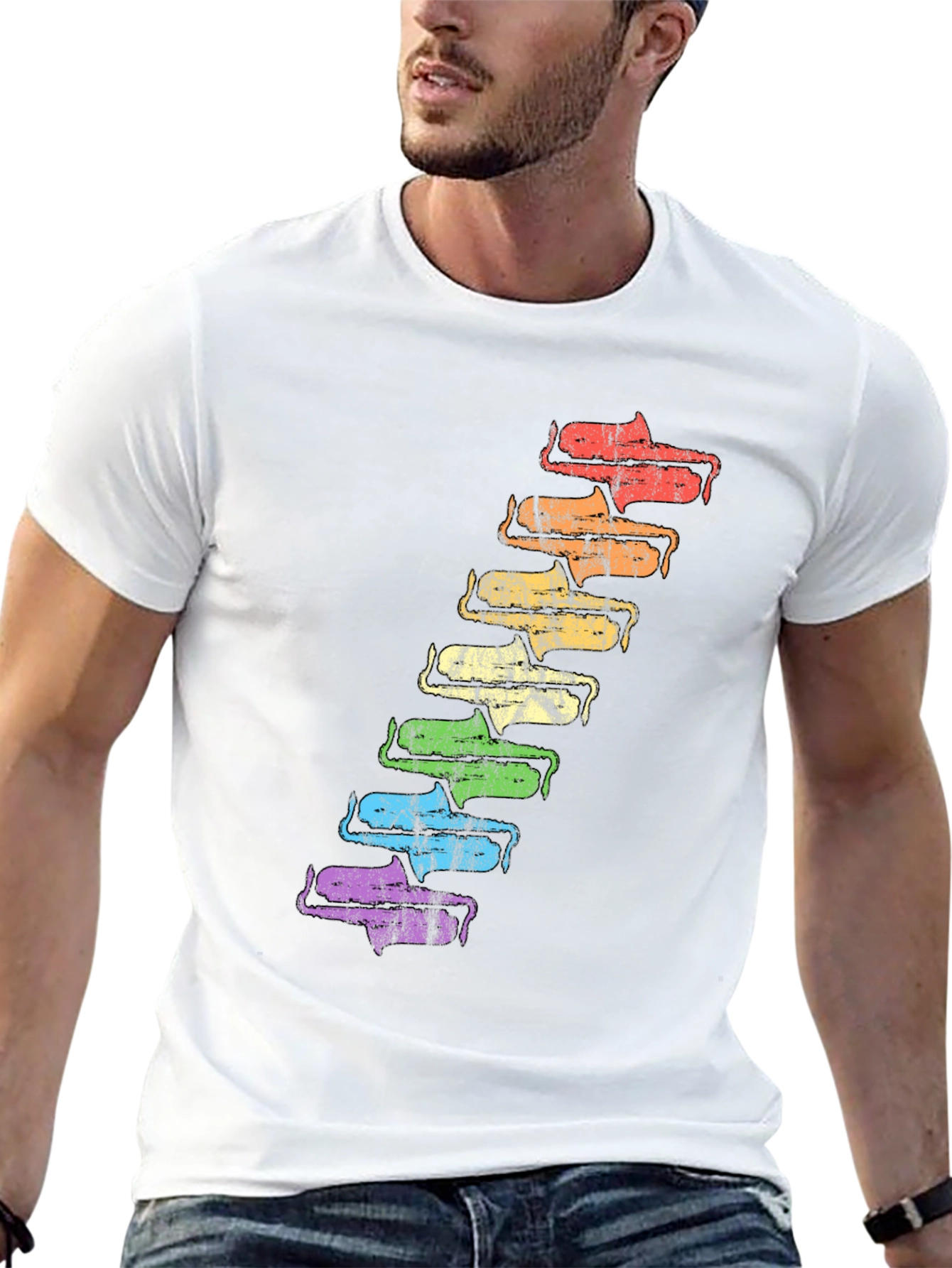 Black Retro Rainbow Saxophone T-Shirt - Unique Music Lover Tee view 13