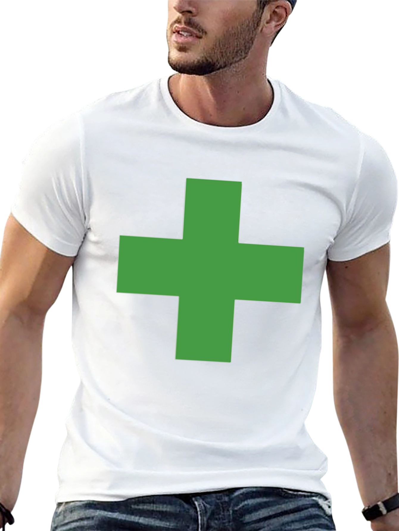 Black Green Cross Graphic Black T-Shirt view 13