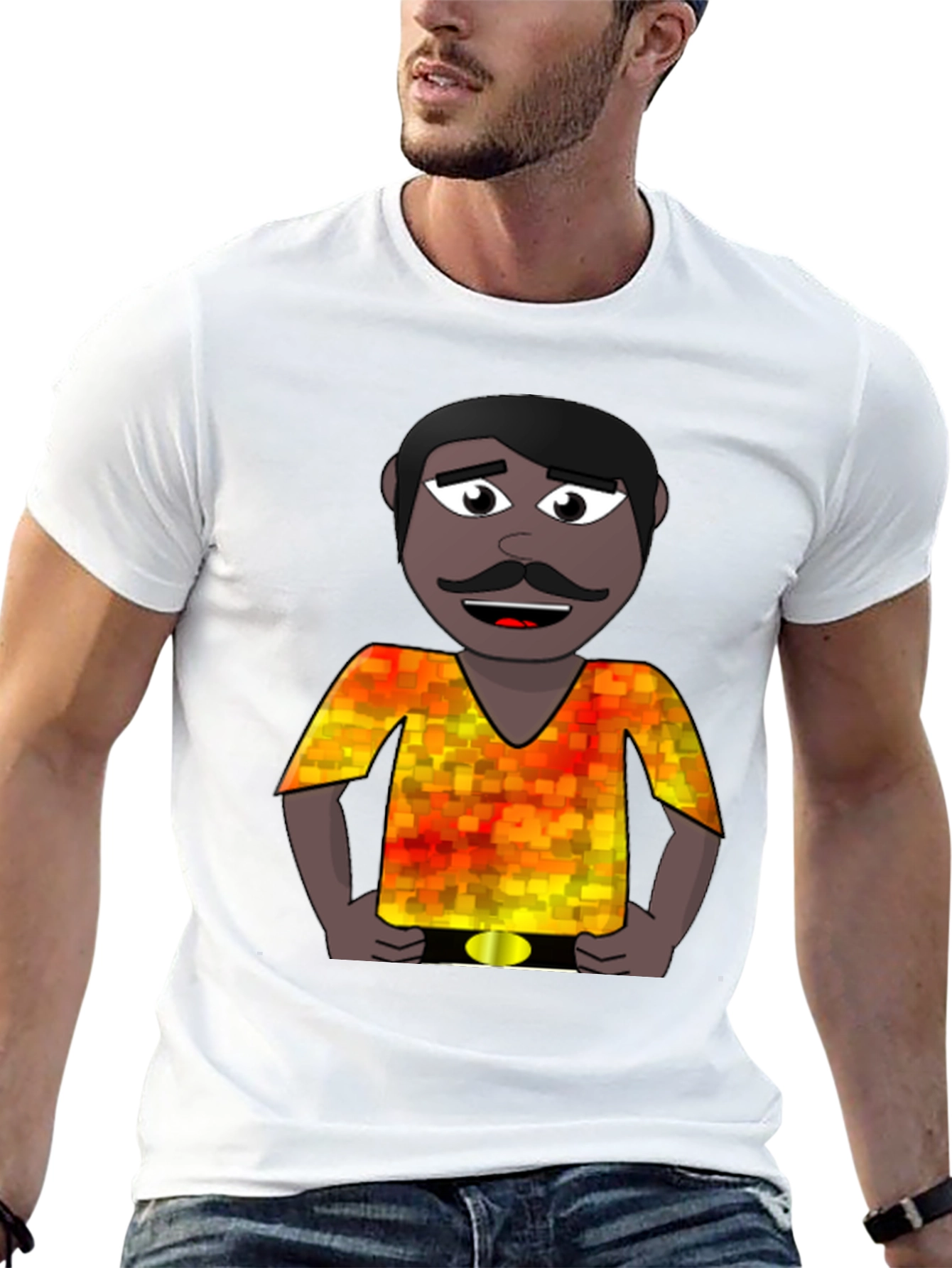 Black Cartoon Man Graphic Print T-Shirt view 13