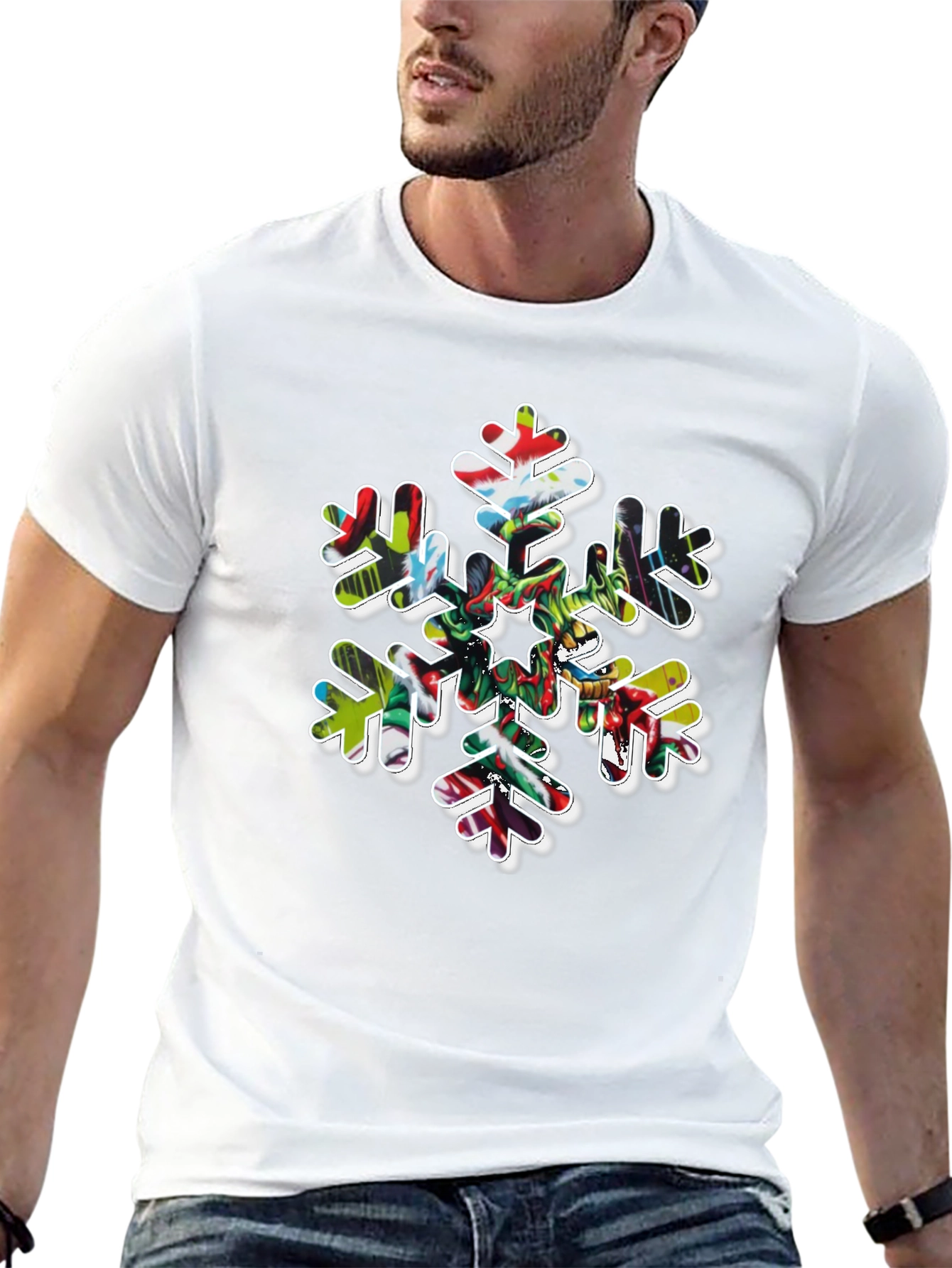 Black Festive Snowflake Graphic Tee view 13