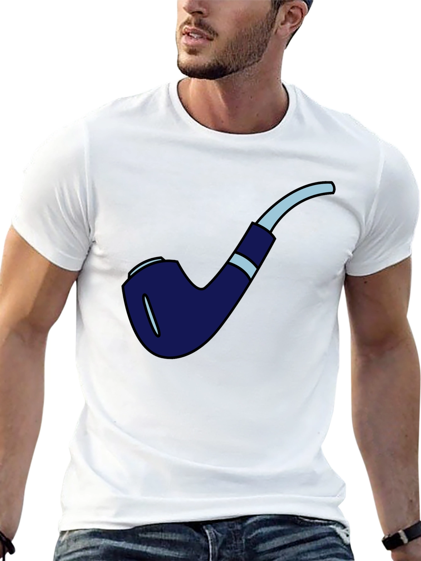 Black Novelty Smoking Pipe Graphic T-Shirt - Black view 13