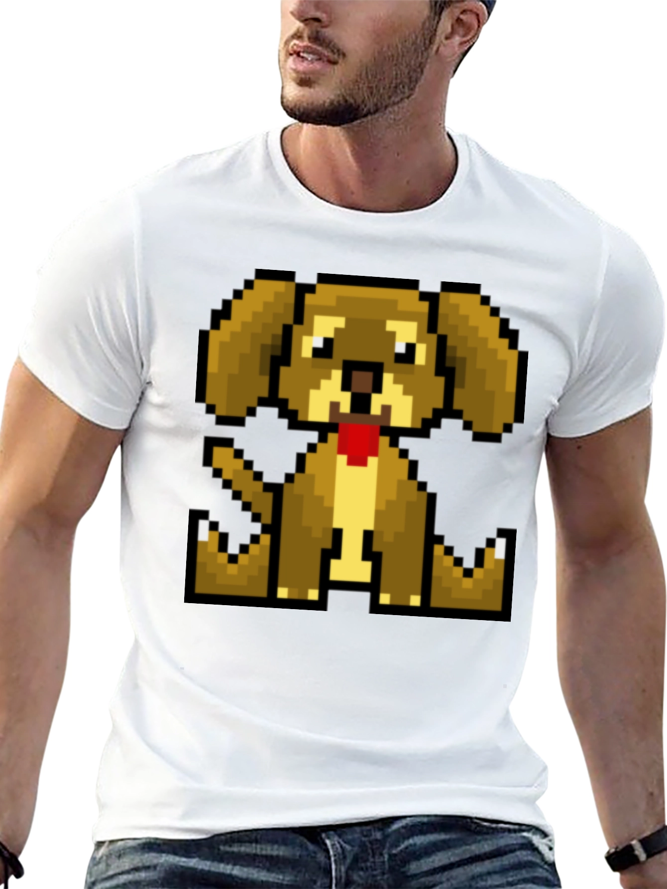 Black Pixelated Dog T-Shirt - Retro Gaming Style view 13