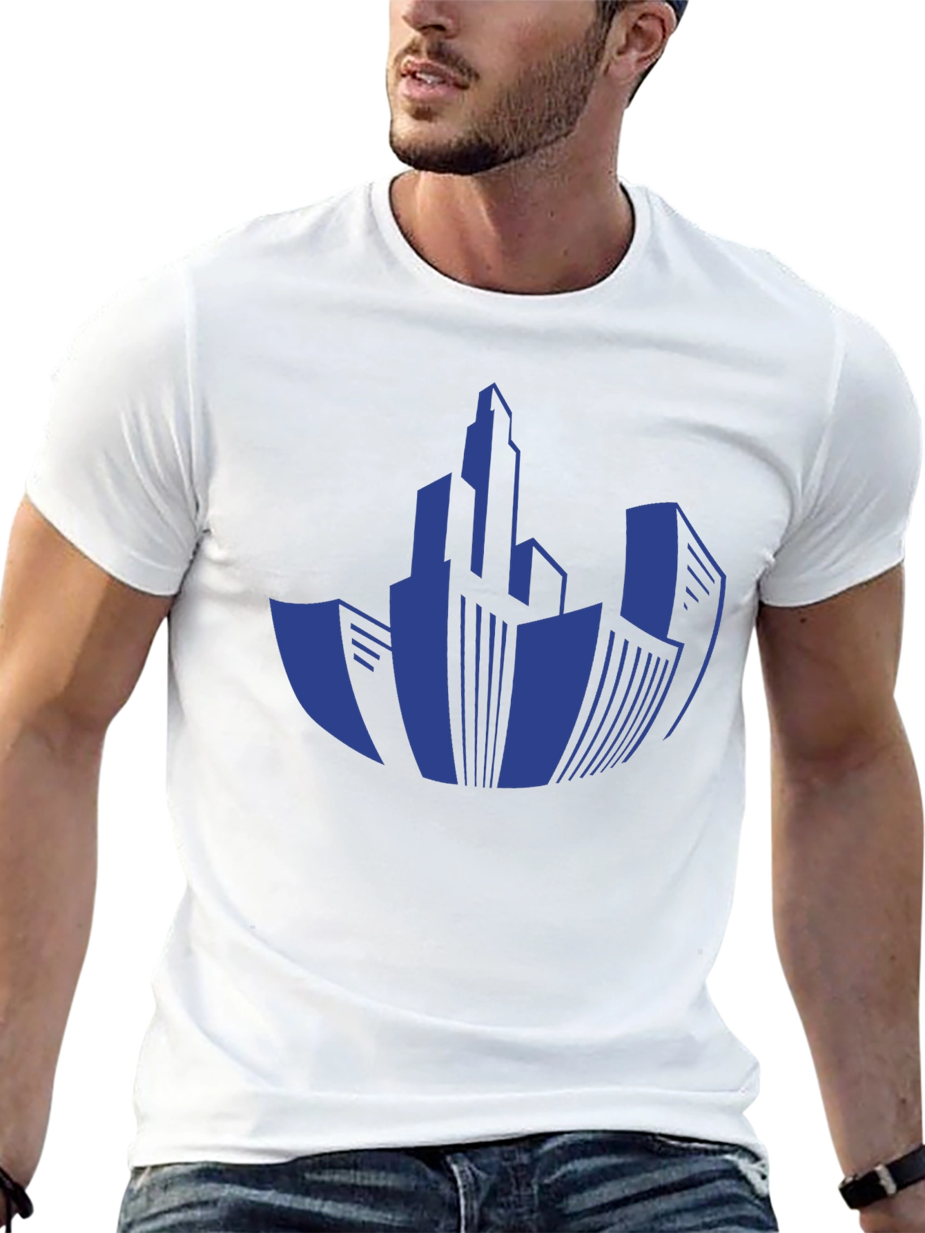 Black Cityscape Graphic T-Shirt - Modern Urban Design view 13