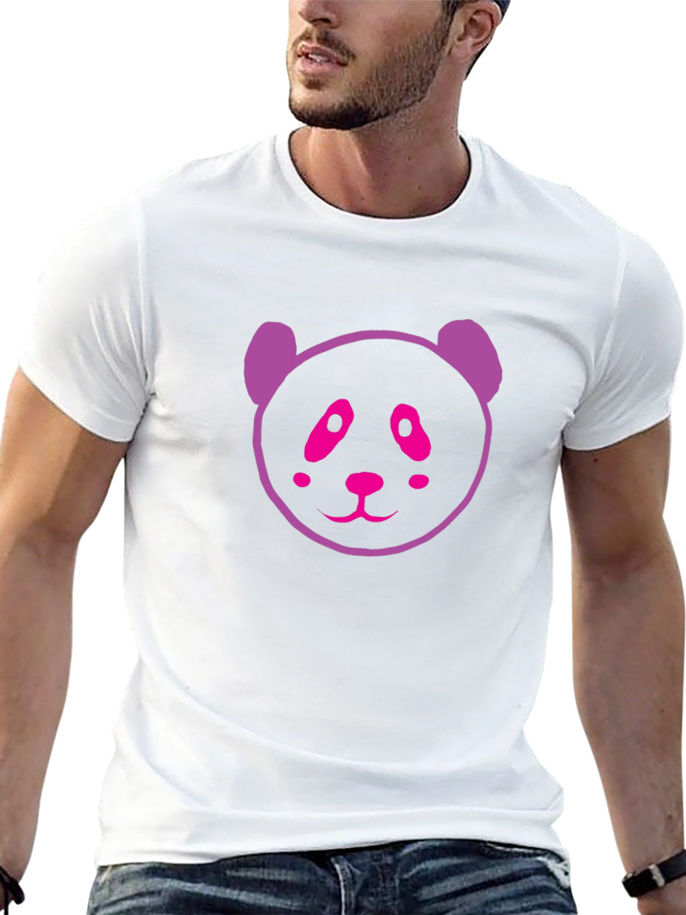 Black Cute Panda Graphic Black T-Shirt view 13