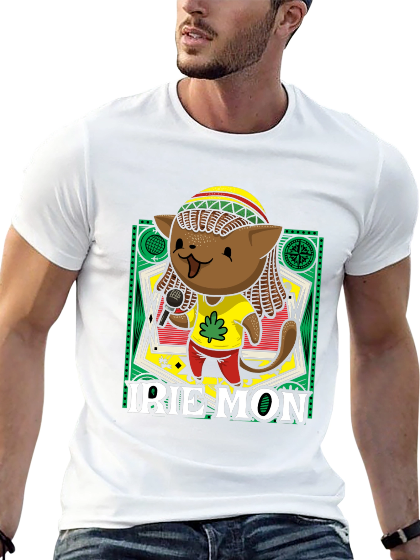 Black Irie Mon Jamaican Cat Graphic T-Shirt view 13