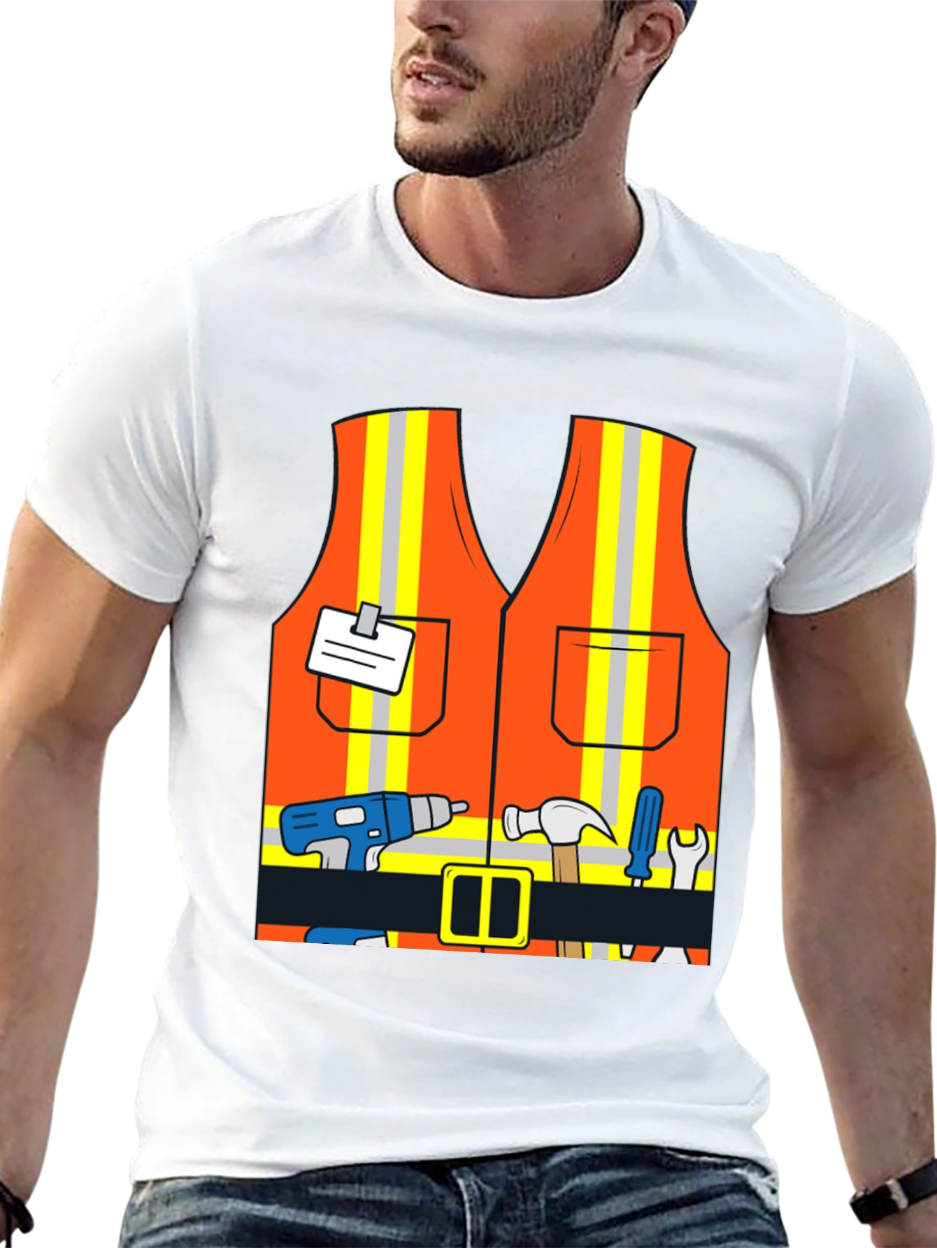 Black Construction Worker Costume T-Shirt view 13
