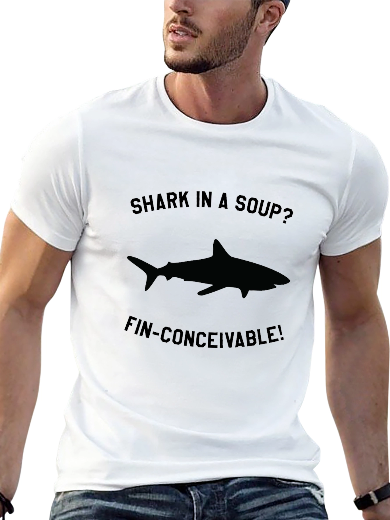 Black Shark Soup Pun T-Shirt - Fin-Conceivable! view 13