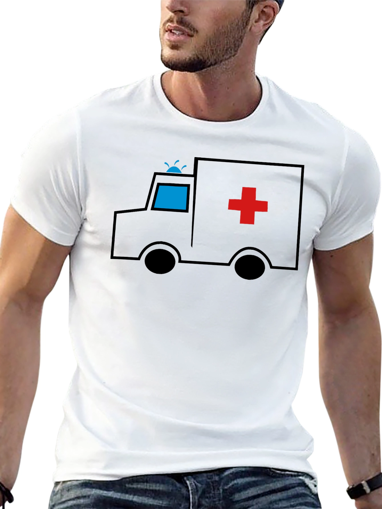 Black Cartoon Ambulance Black T-Shirt view 13
