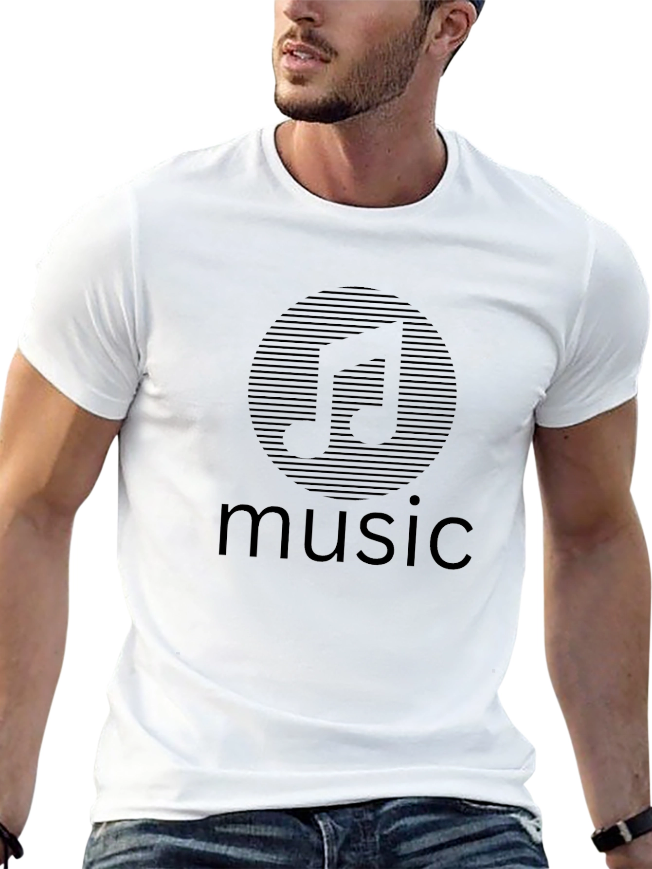 Black Stylish Music Note Graphic Tee - Black view 13