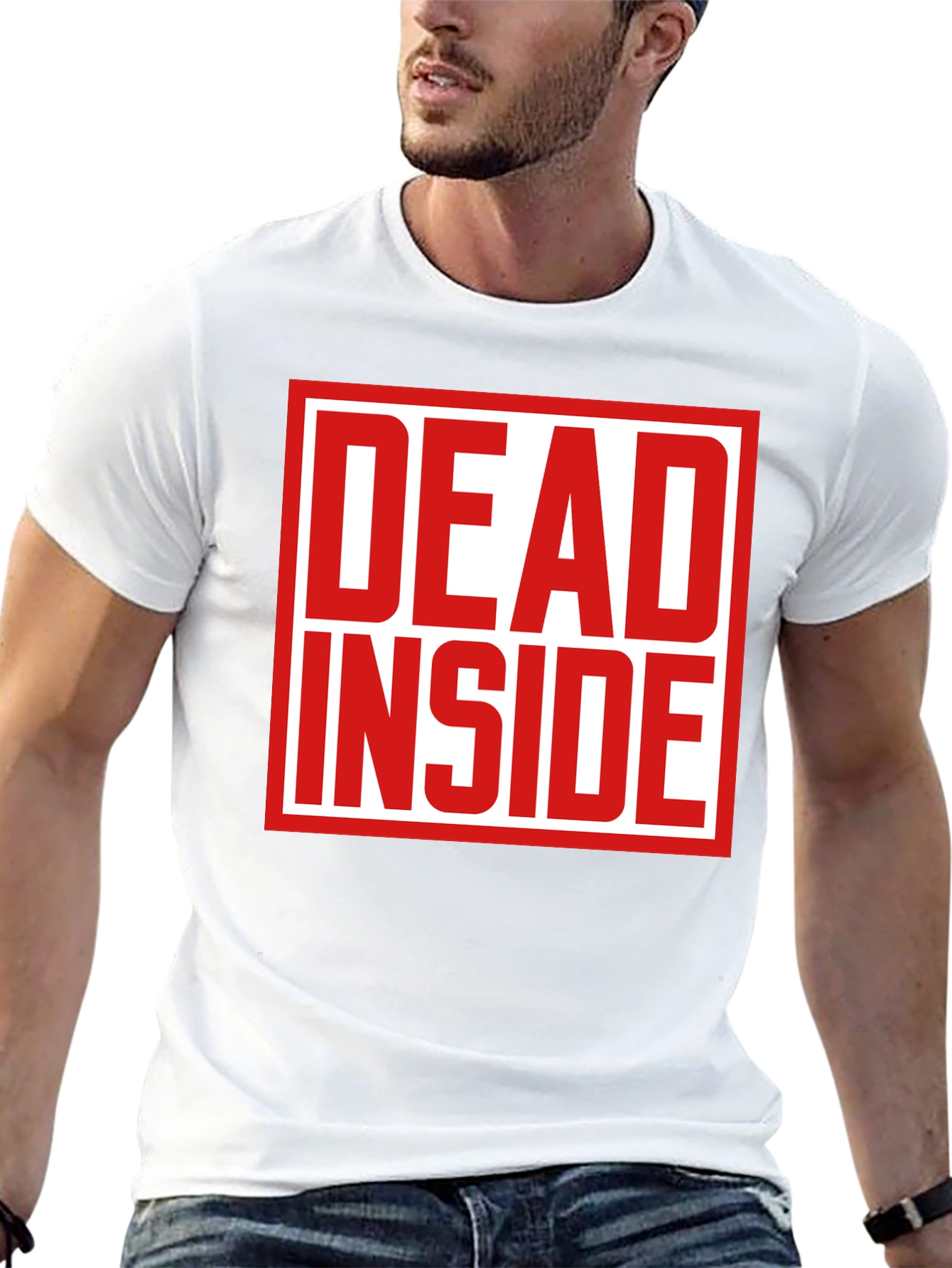 Black Dead Inside Graphic Tee - Black Short Sleeve Cotton T-Shirt view 13