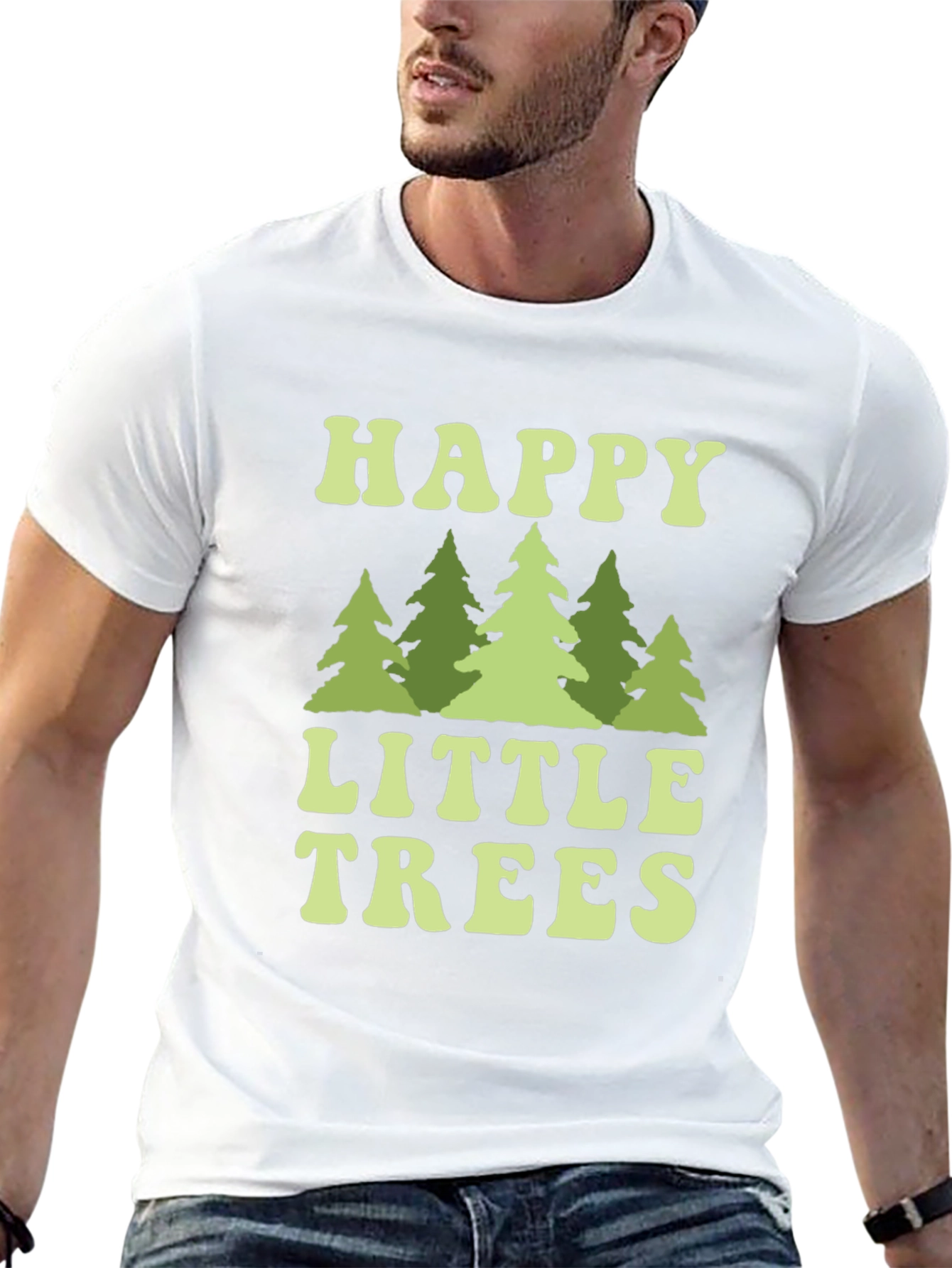 Black Happy Little Trees Graphic T-Shirt view 13