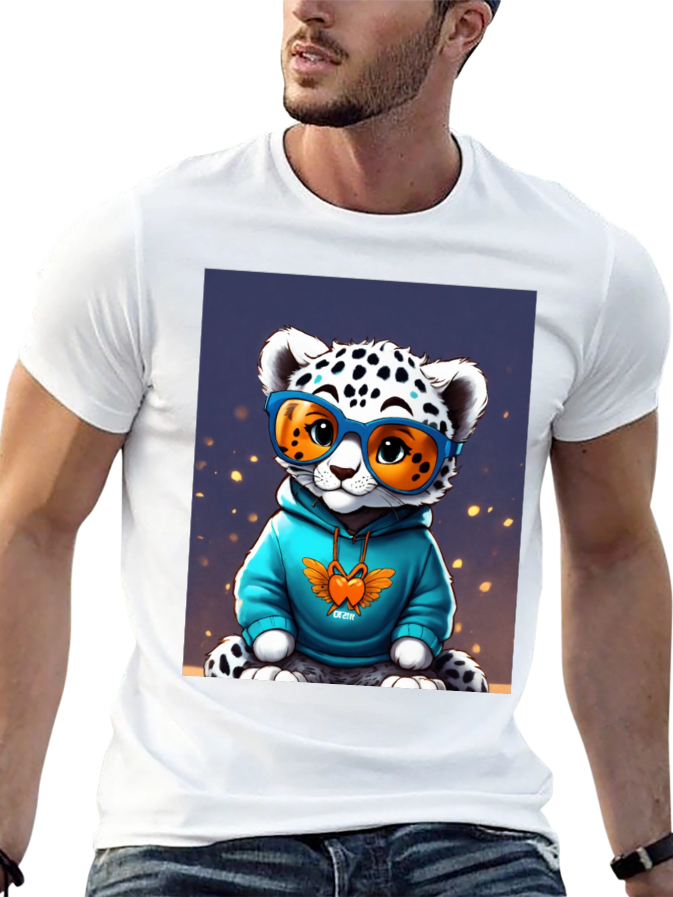 Black Cool Cat Tee - Funky Leopard Graphic T-Shirt view 13