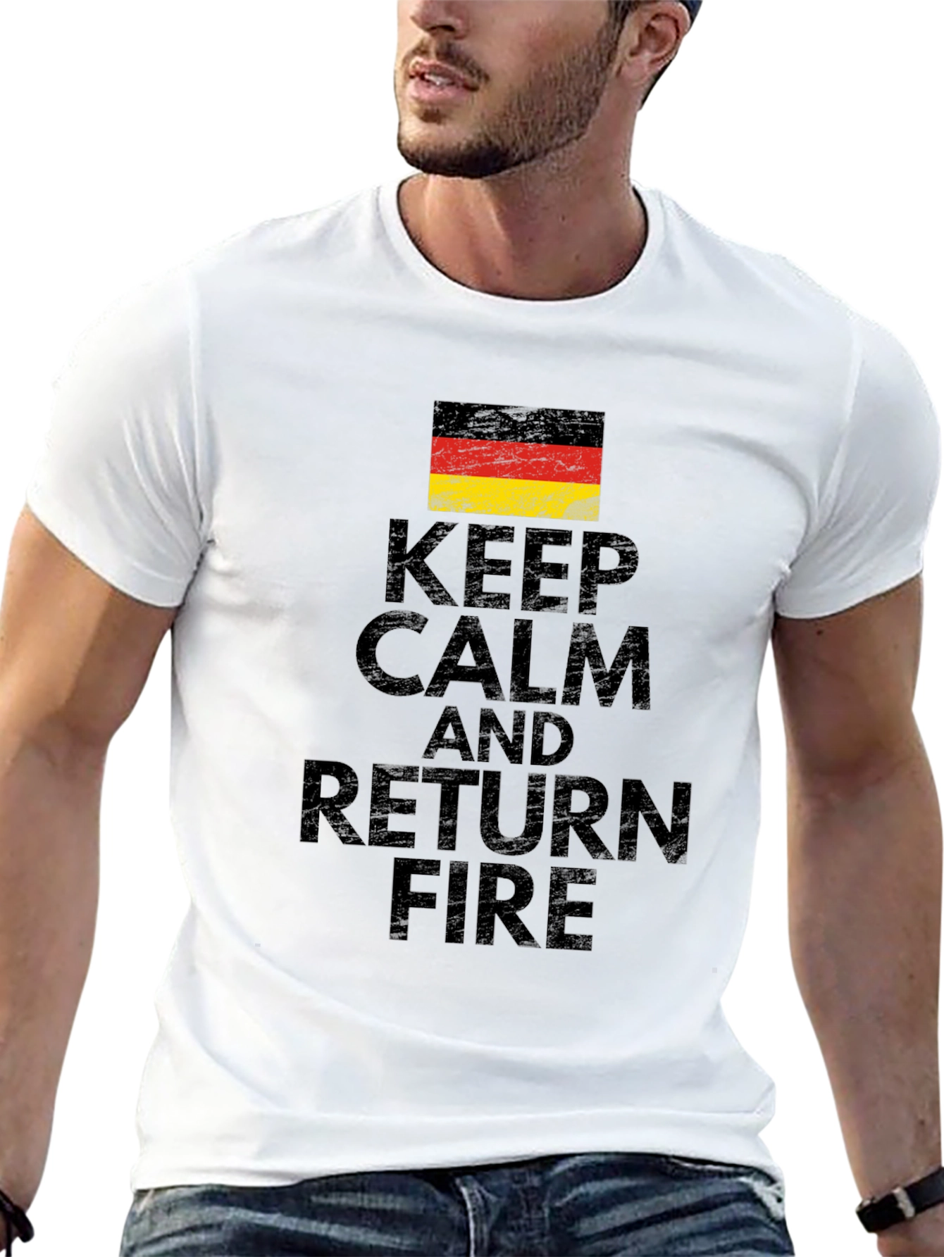 Black Keep Calm & Return Fire T-Shirt - Black view 13