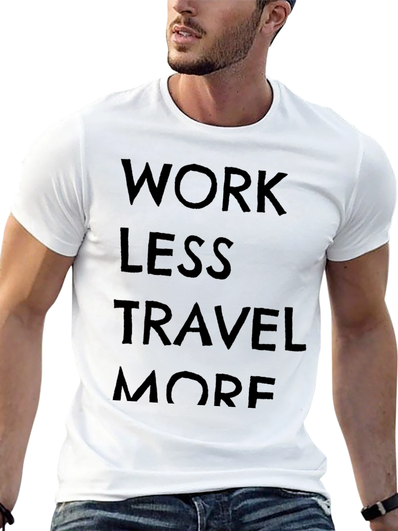 Black Work Less Travel More Graphic Tee view 13