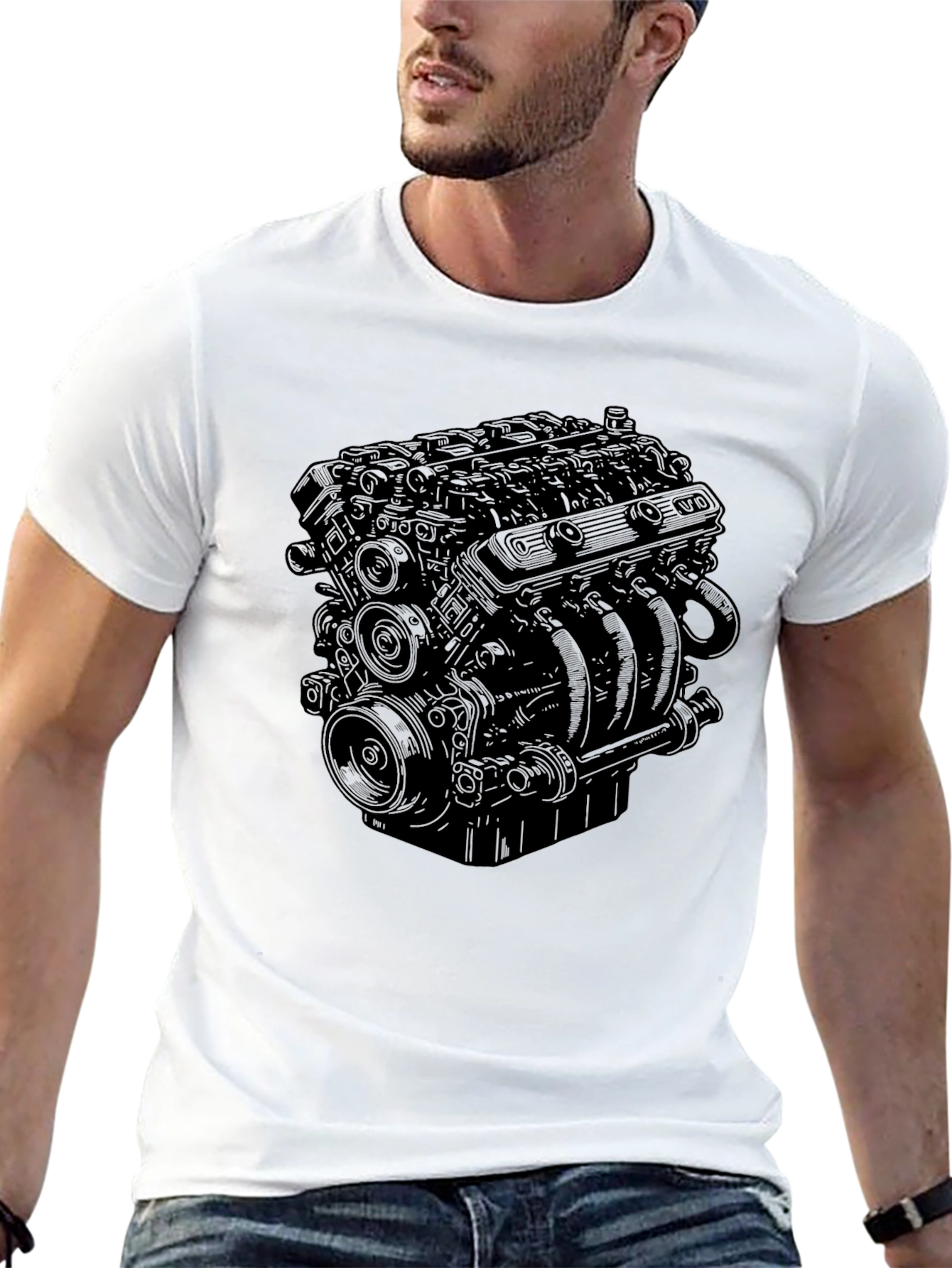 Black Engine Graphic Black T-Shirt view 13