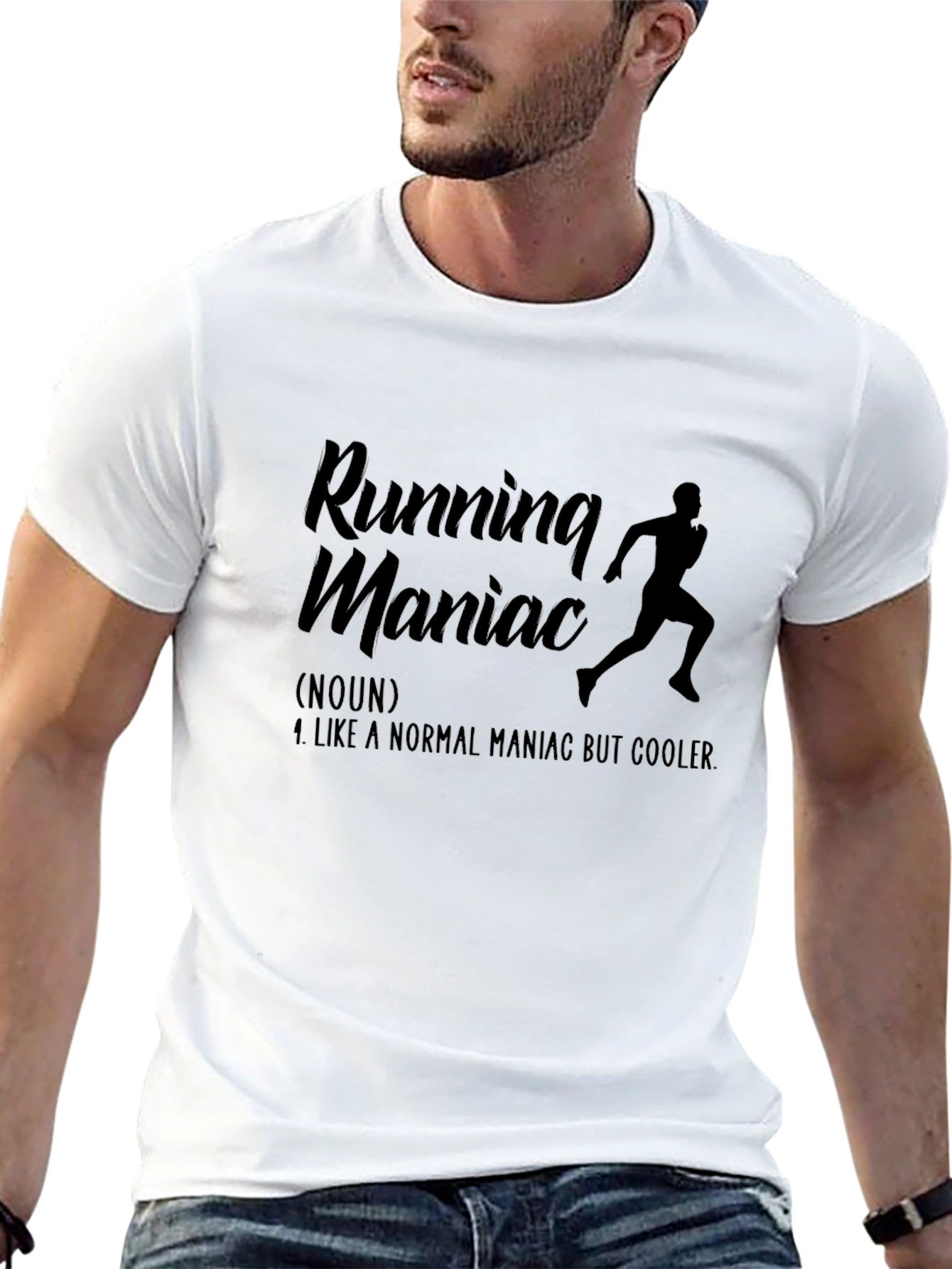 Black Running Maniac Black T-Shirt - Cool Runner's Tee view 13