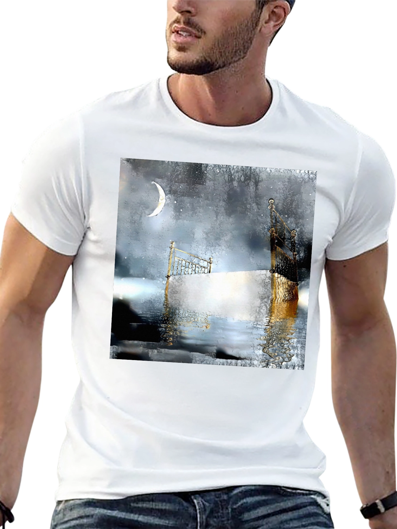 Black Surreal Dreamscape Black Tee view 13