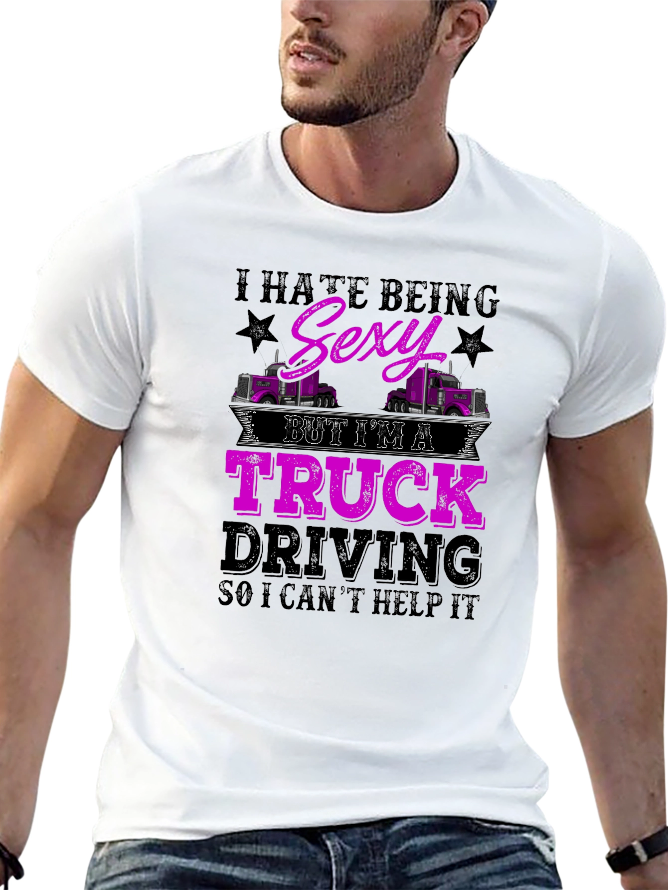 Black Truck Driving Sexy Humor T-Shirt view 13