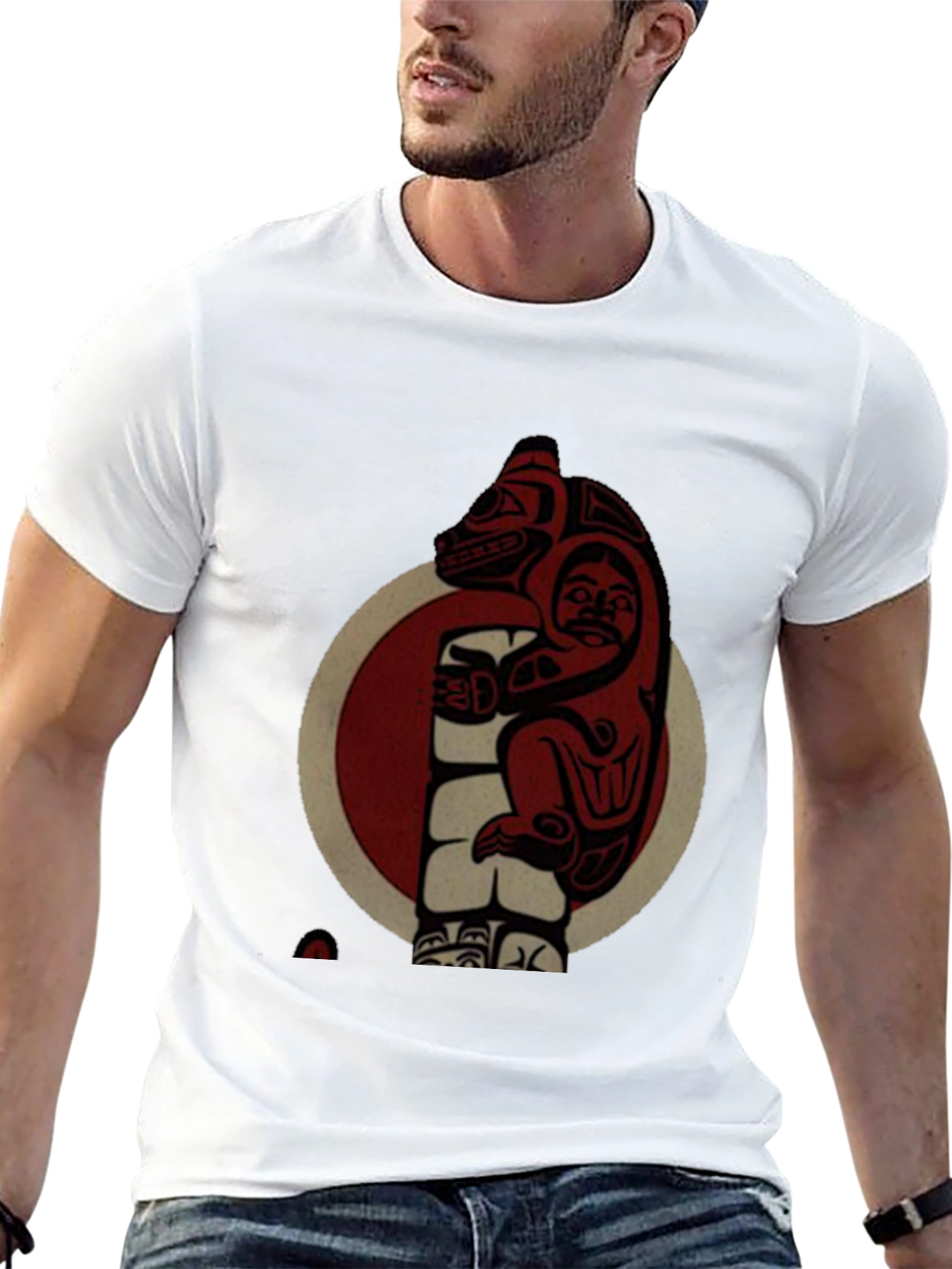 Black Native Art Bear Graphic T-Shirt view 13