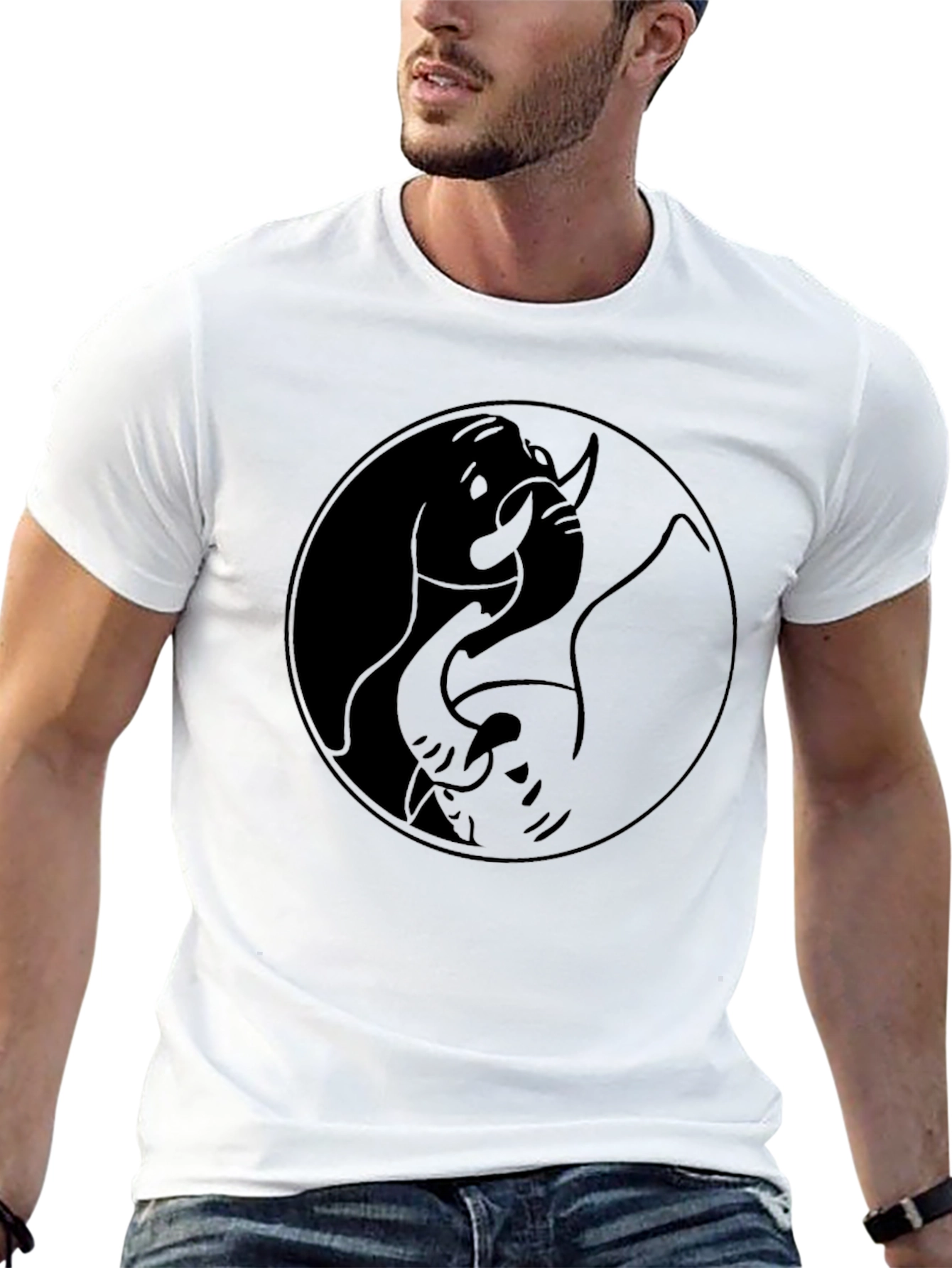 Black Yin Yang Elephant Graphic Tee - Stylish Black T-Shirt view 13