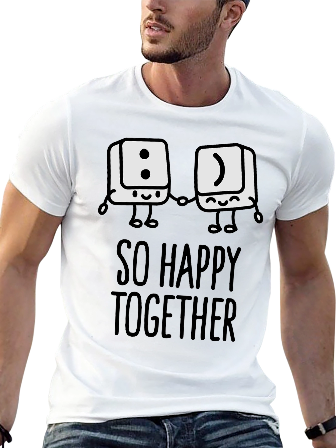 Black So Happy Together Graphic T-Shirt - Fun Couple Tee view 13