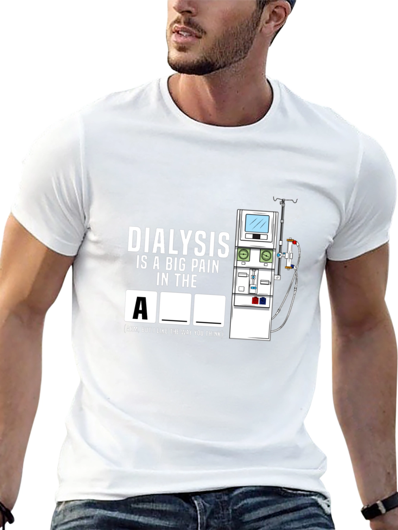 Black Dialysis Pain Funny T-Shirt view 13