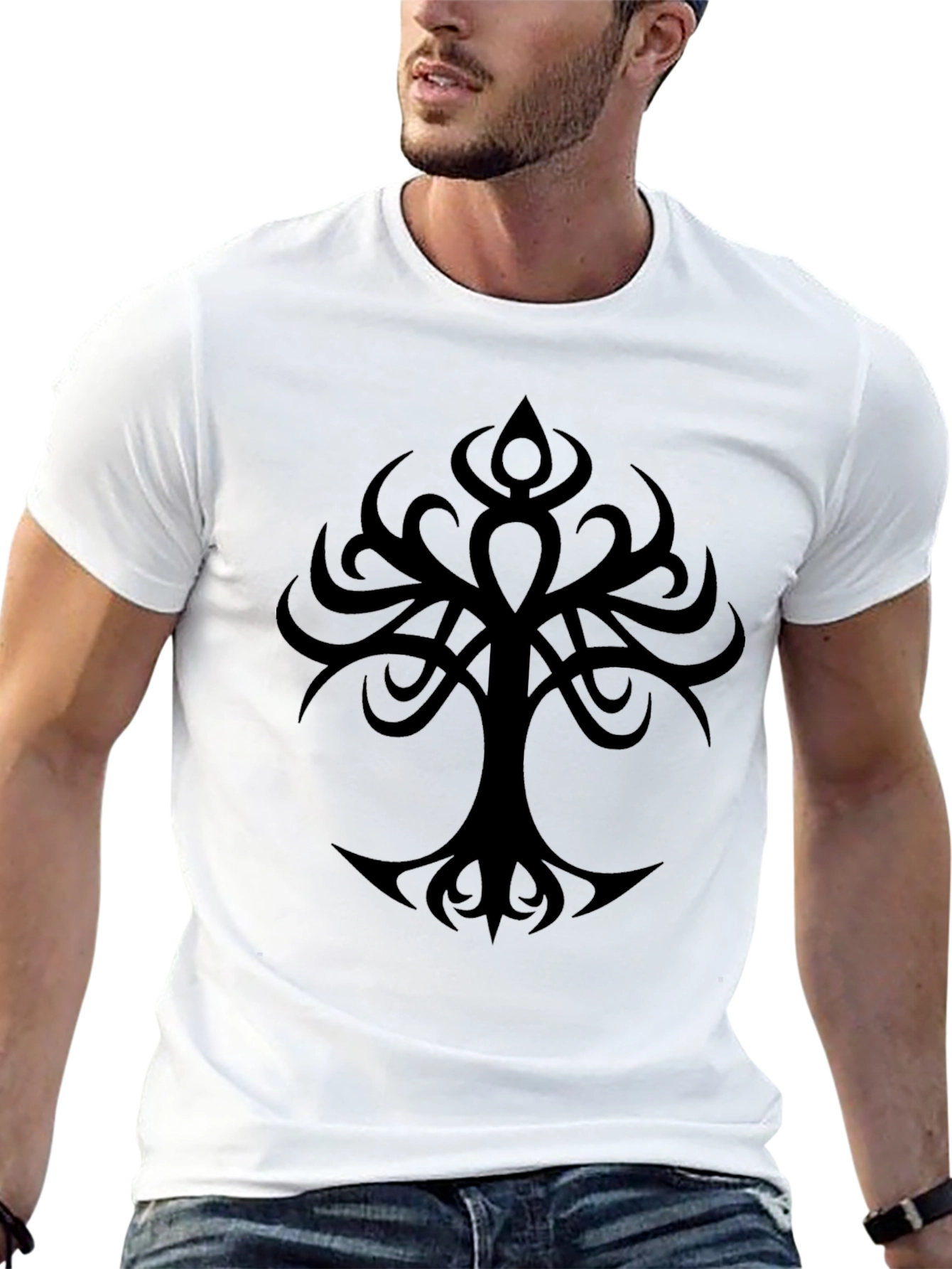 Black Tribal Tree Graphic Black T-Shirt - Unique Design view 13