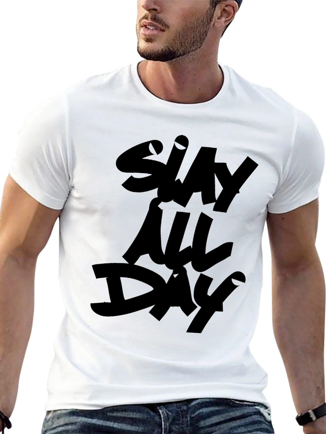Black Slay All Day Black Graphic Tee view 13